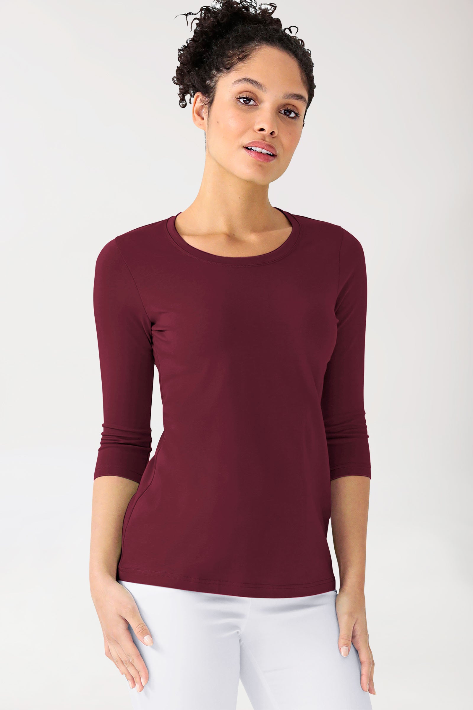 CORE Shirt Damen - 3/4 Arm bordeaux, Vue de face 