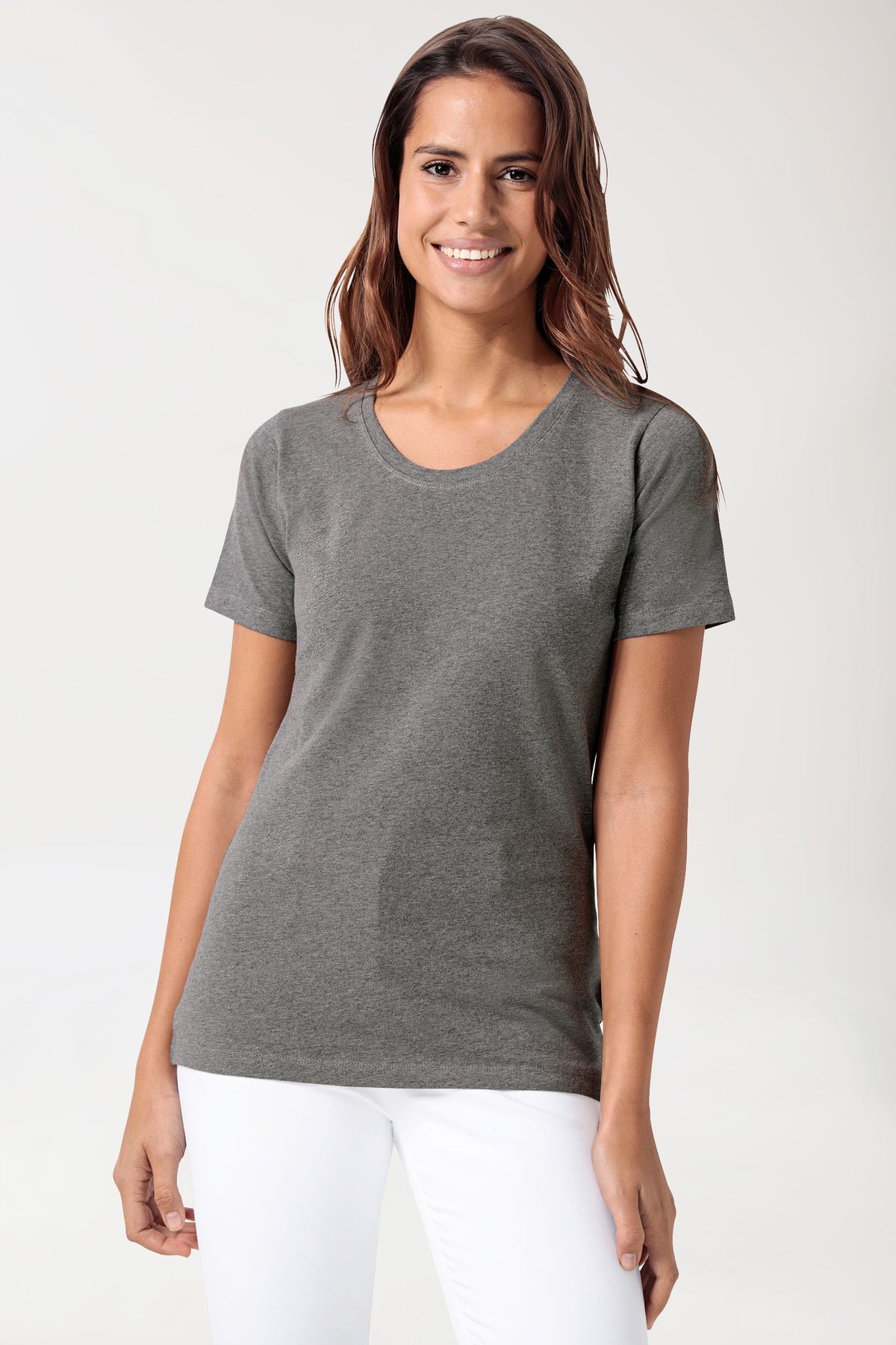 CORE Shirt Damen - Rundhals dunkelgrau melange, Vue de face 