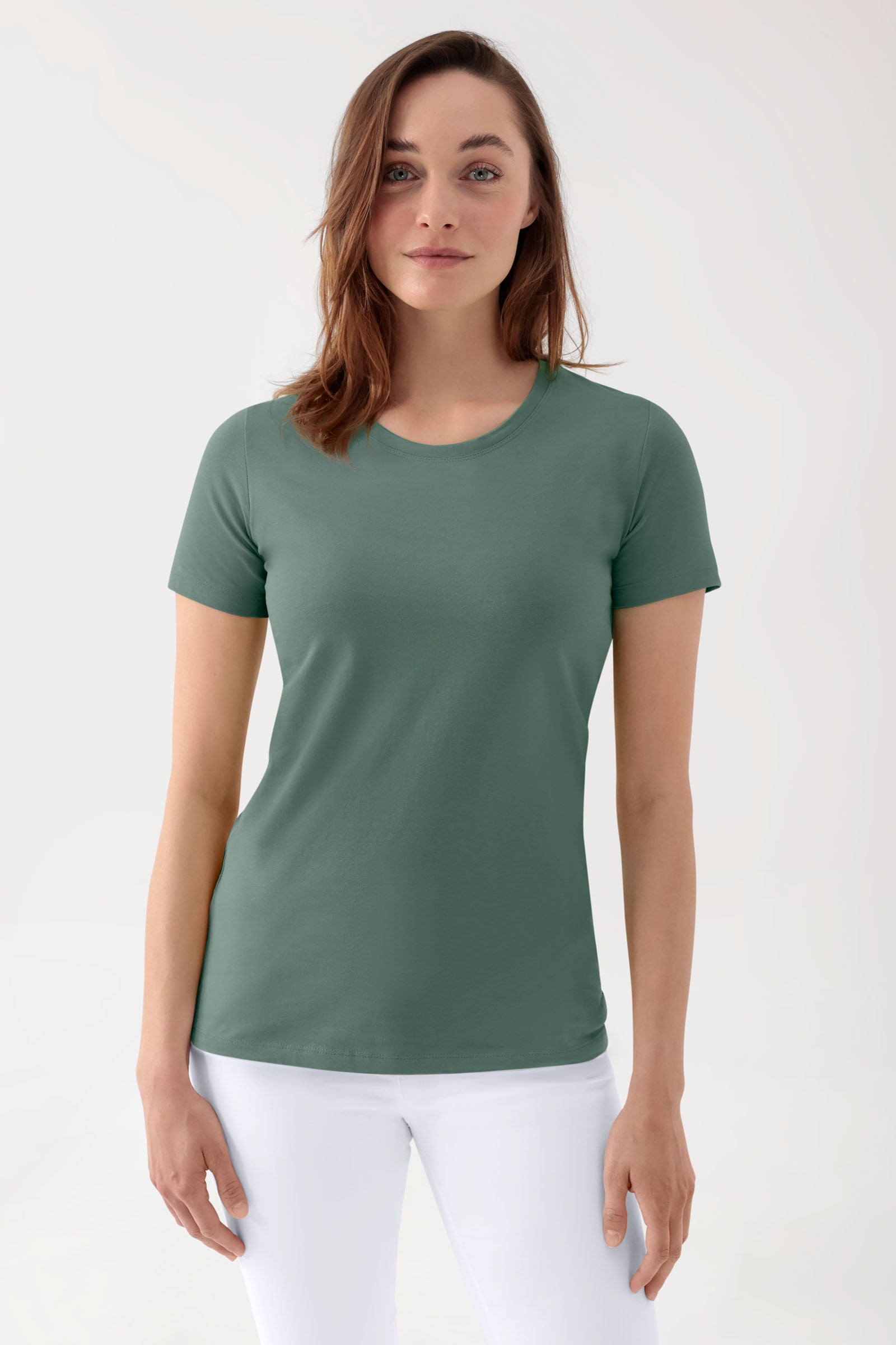 CORE Shirt Damen - Rundhalsausschnitt dunkelgrün, Vue de face 
