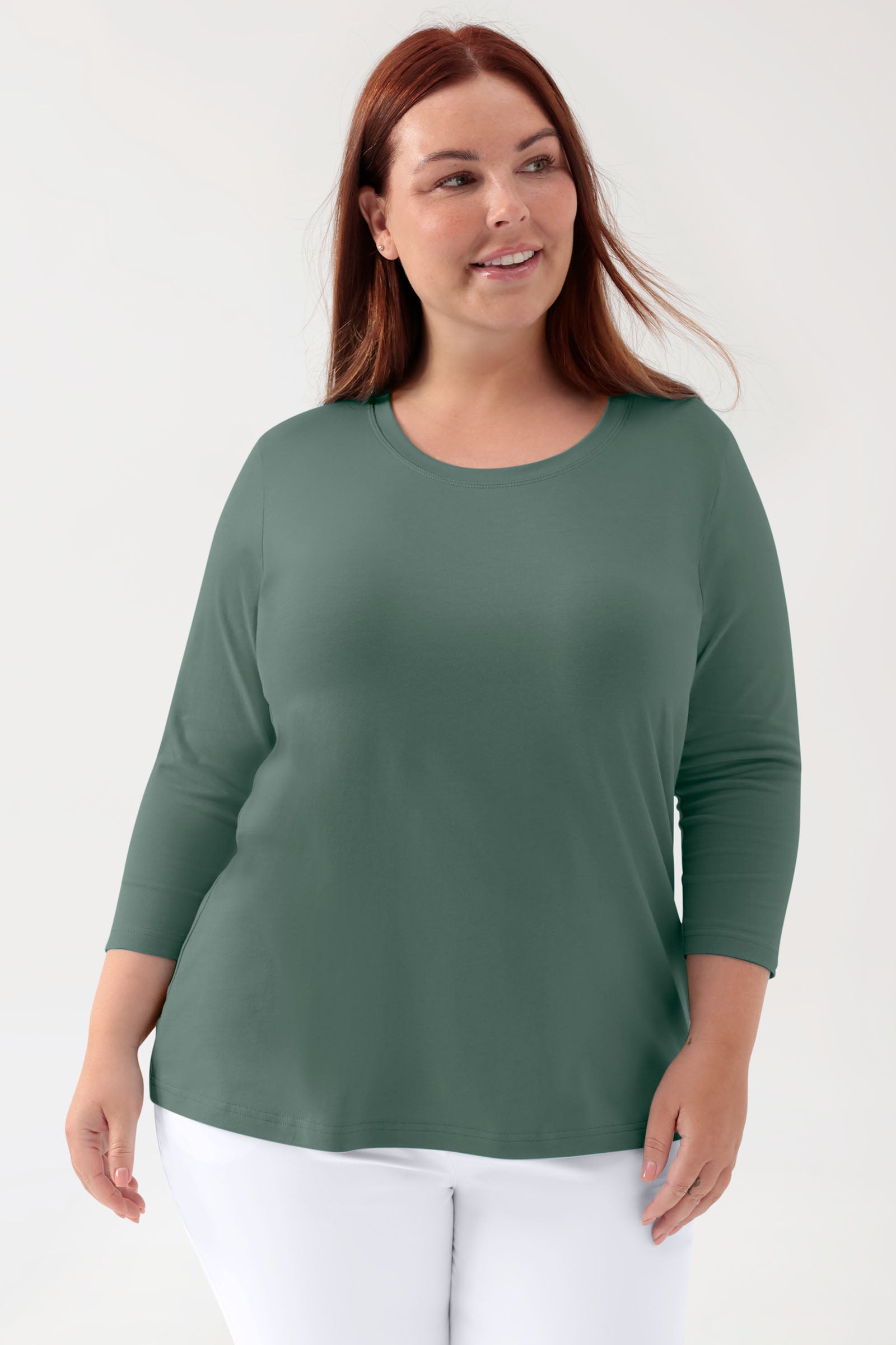 CORE Shirt Damen - 3/4 Arm dunkelgrün, Vue de face 