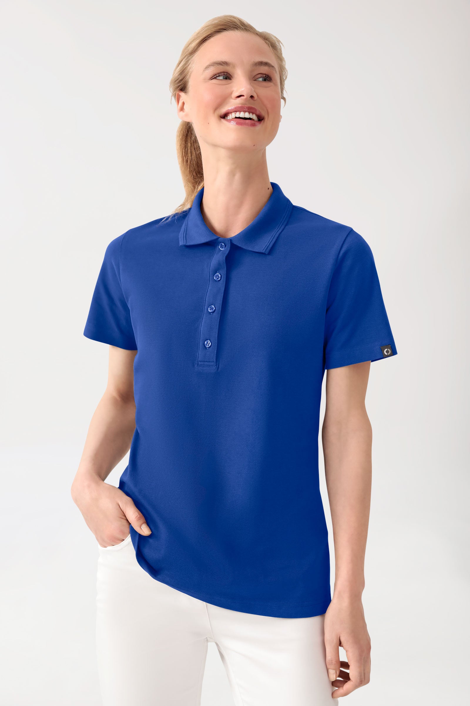COMFY FLEX Stretch Shirt Damen - Polokragen königsblau, Vue de face 