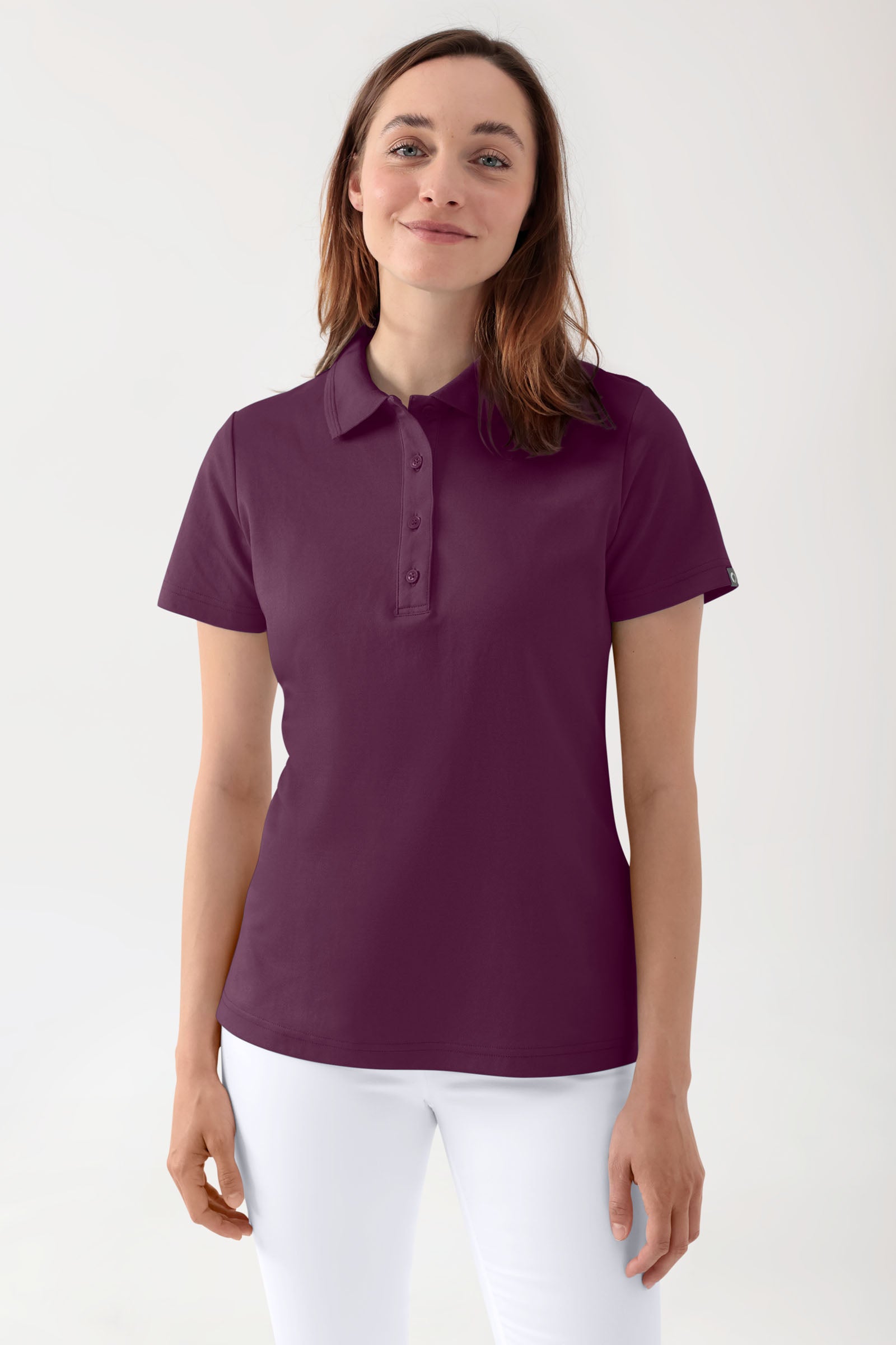 COMFY FLEX Stretch Shirt Damen - Polokragen pflaume