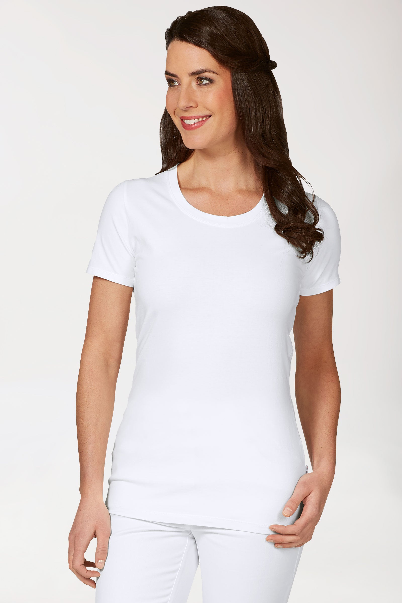CORE Shirt Damen - Rundhals weiss, Vue de face 