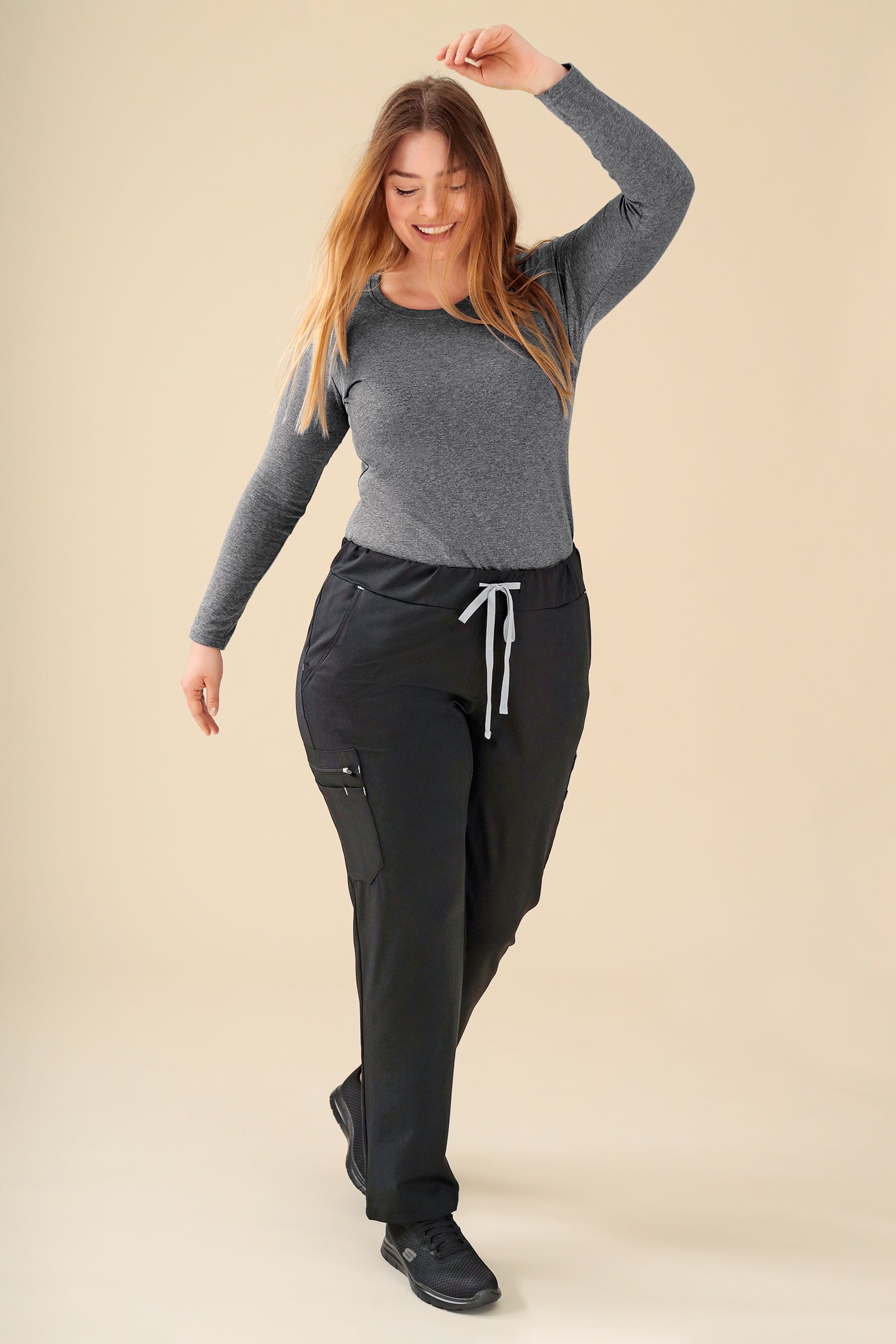 KAERE Shirt Damen - Longsleeve dunkelgrau melange, Vue de face 