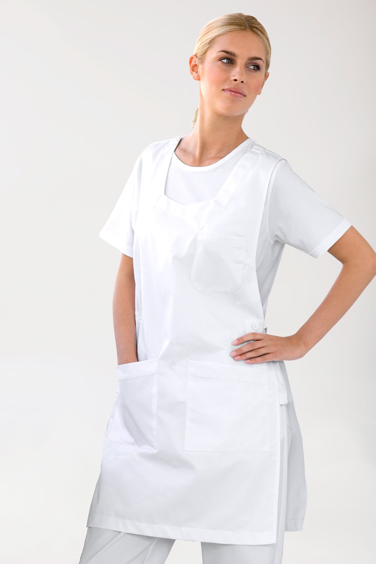 JUST STRONG Überwurfschürze Damen weiss