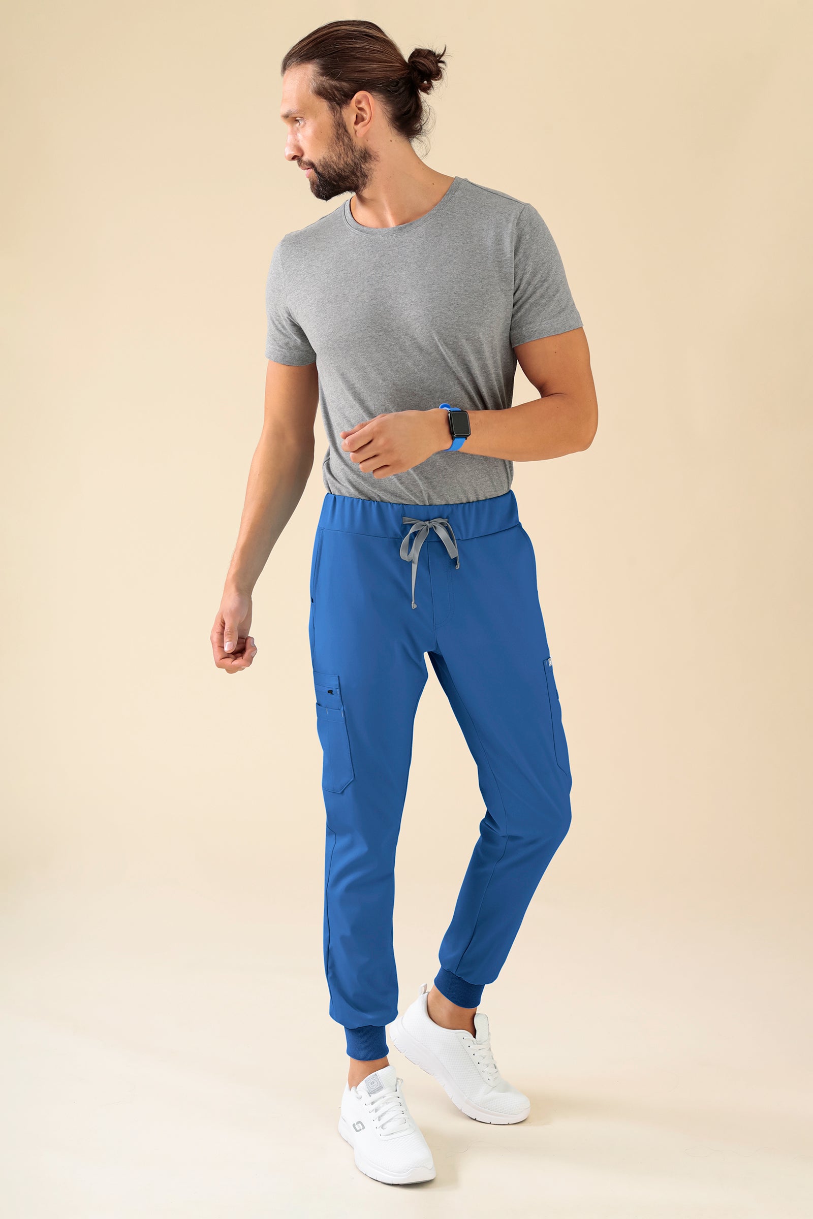 KAERE Hose Herren - Saumbündchen mit Beintaschen blau, Vue de face 