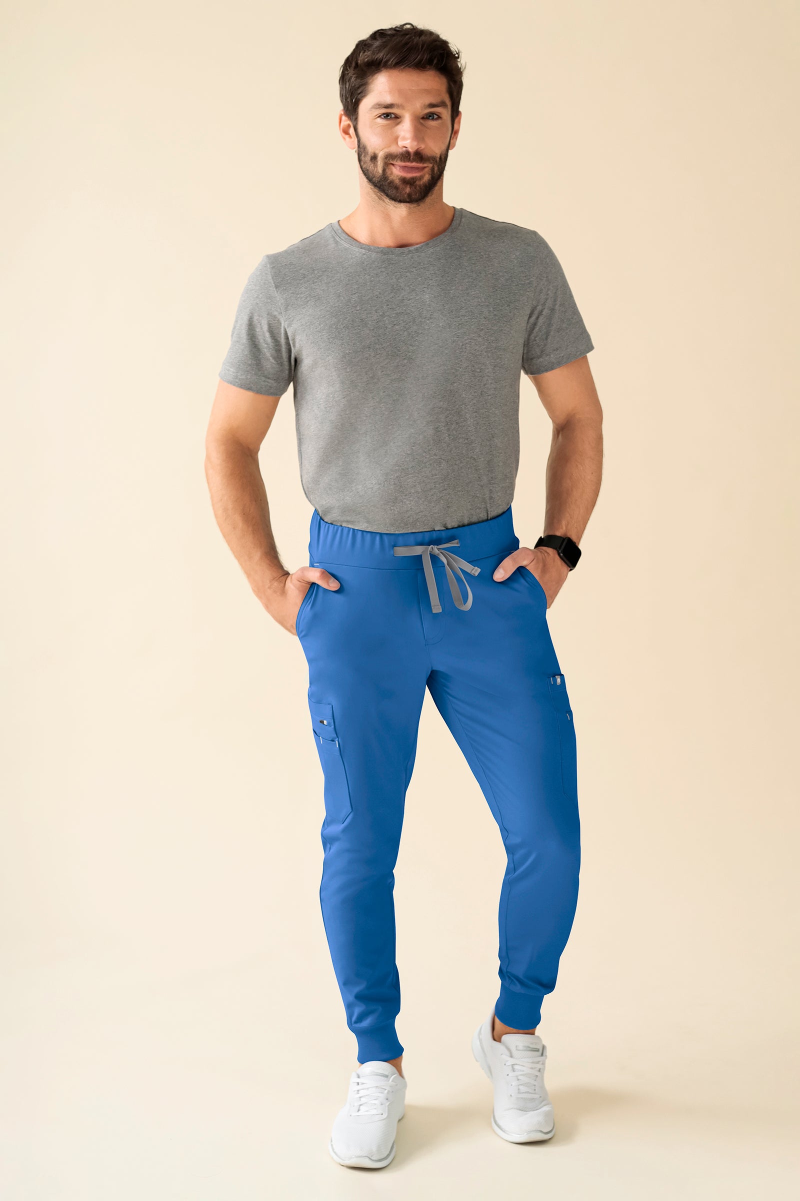 KAERE Hose Herren - Saumbündchen Kurzgr. mit Beintaschen blau, Vue de face 