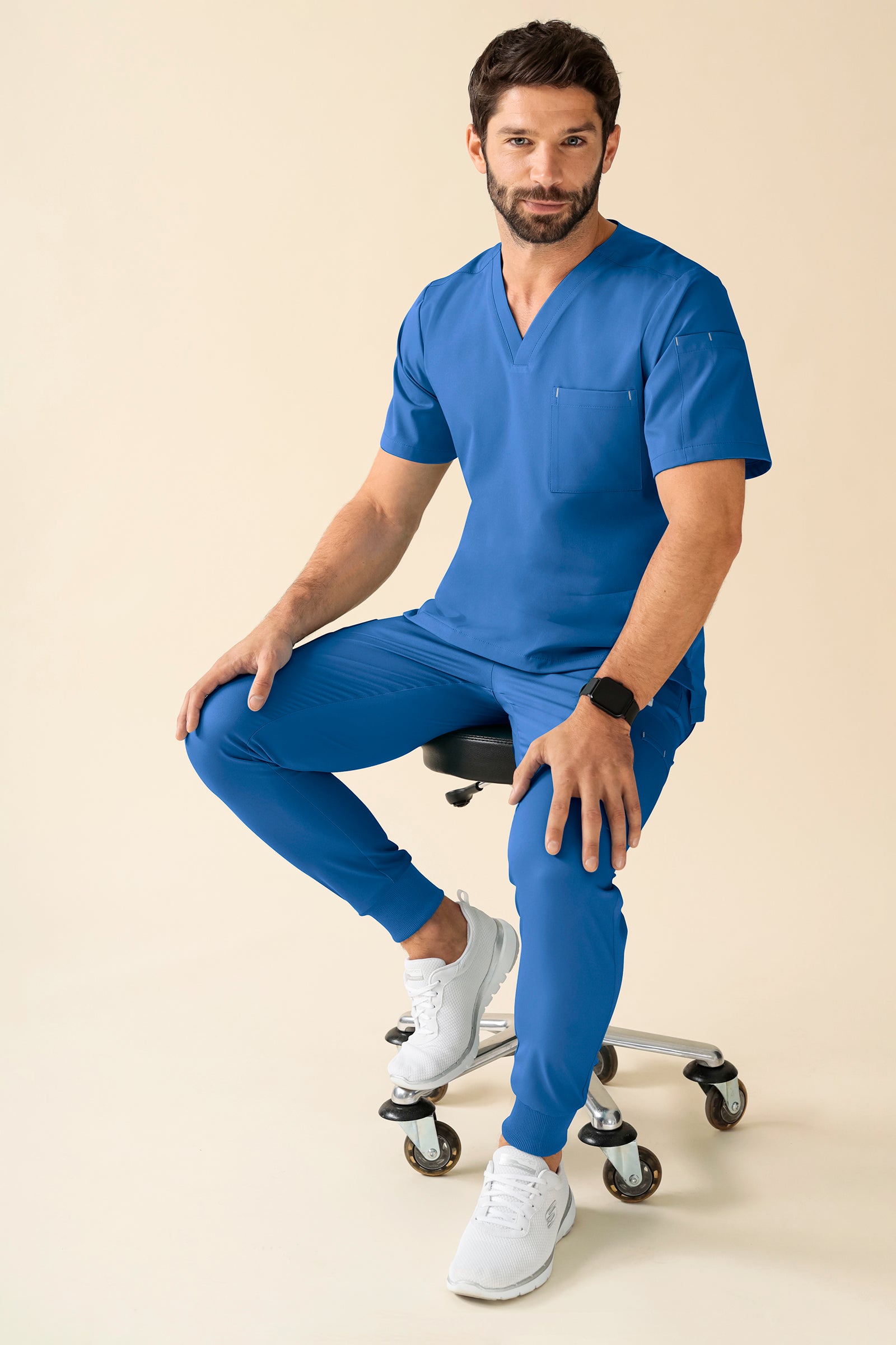 KAERE Hose Herren - Saumbündchen Kurzgr. mit Beintaschen blau, Vue de face 