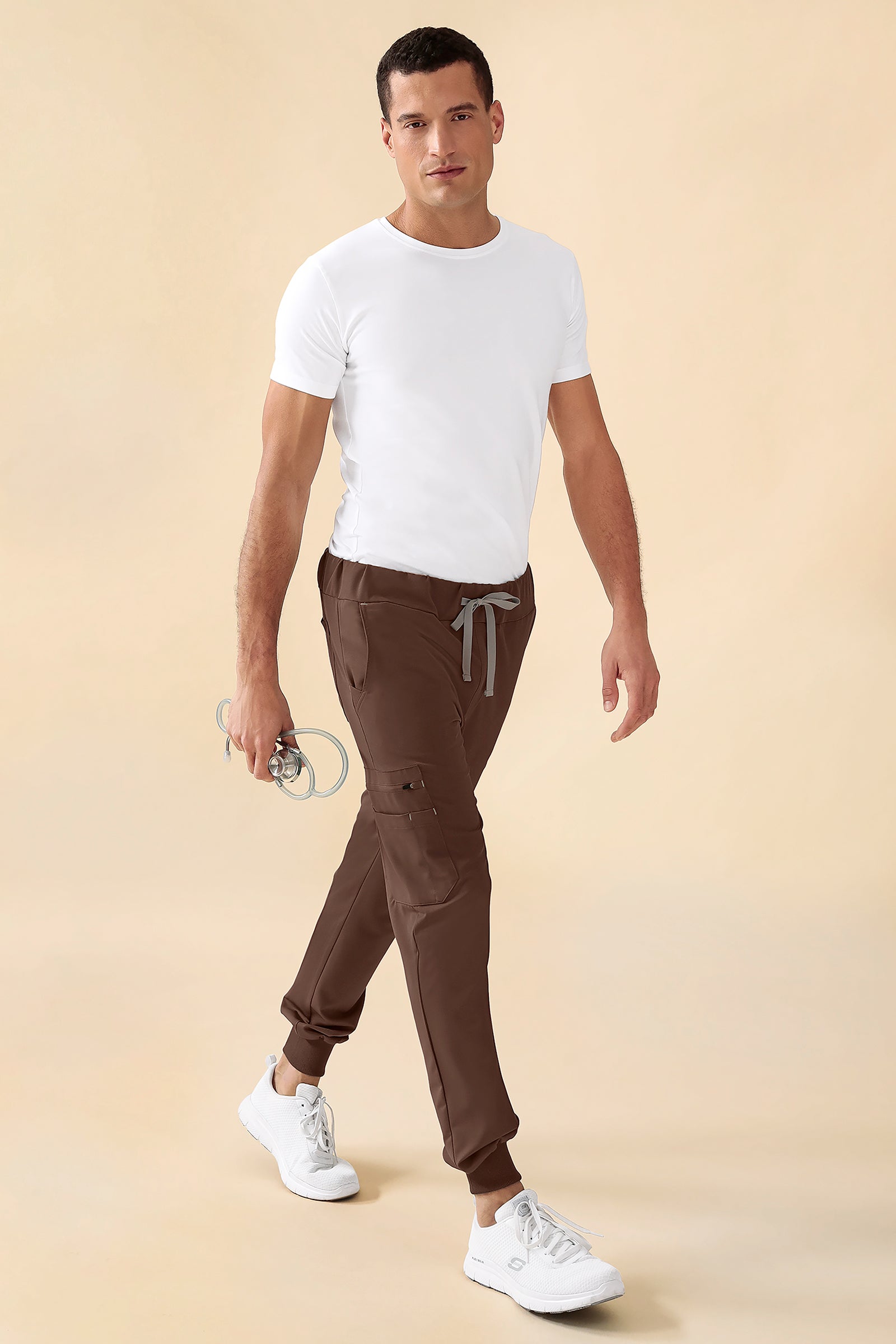 KAERE Hose Herren - Saumbündchen mit Beintaschen coffee