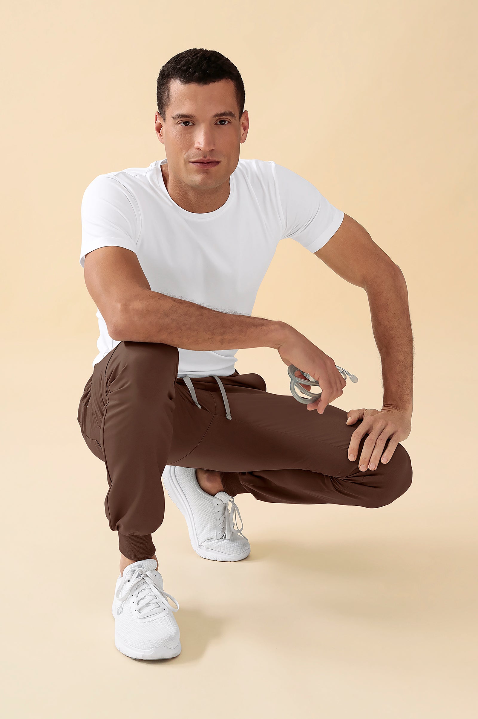 KAERE Hose Herren - Saumbündchen mit Beintaschen coffee, Vue de face 