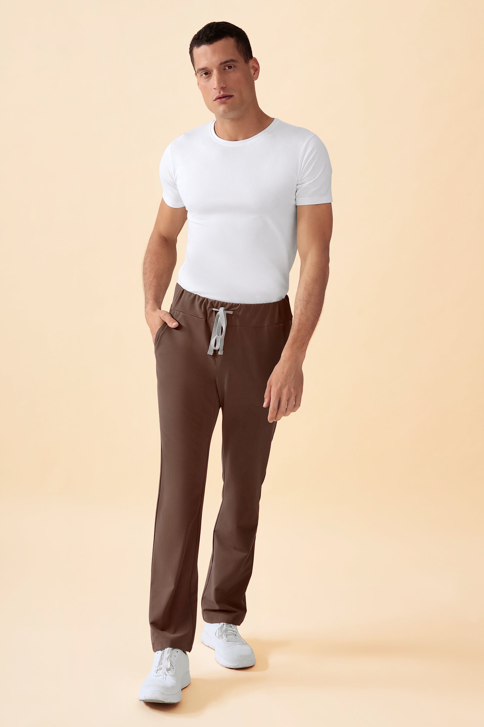 KAERE Hose Herren - gerader Saum ohne Beintaschen coffee