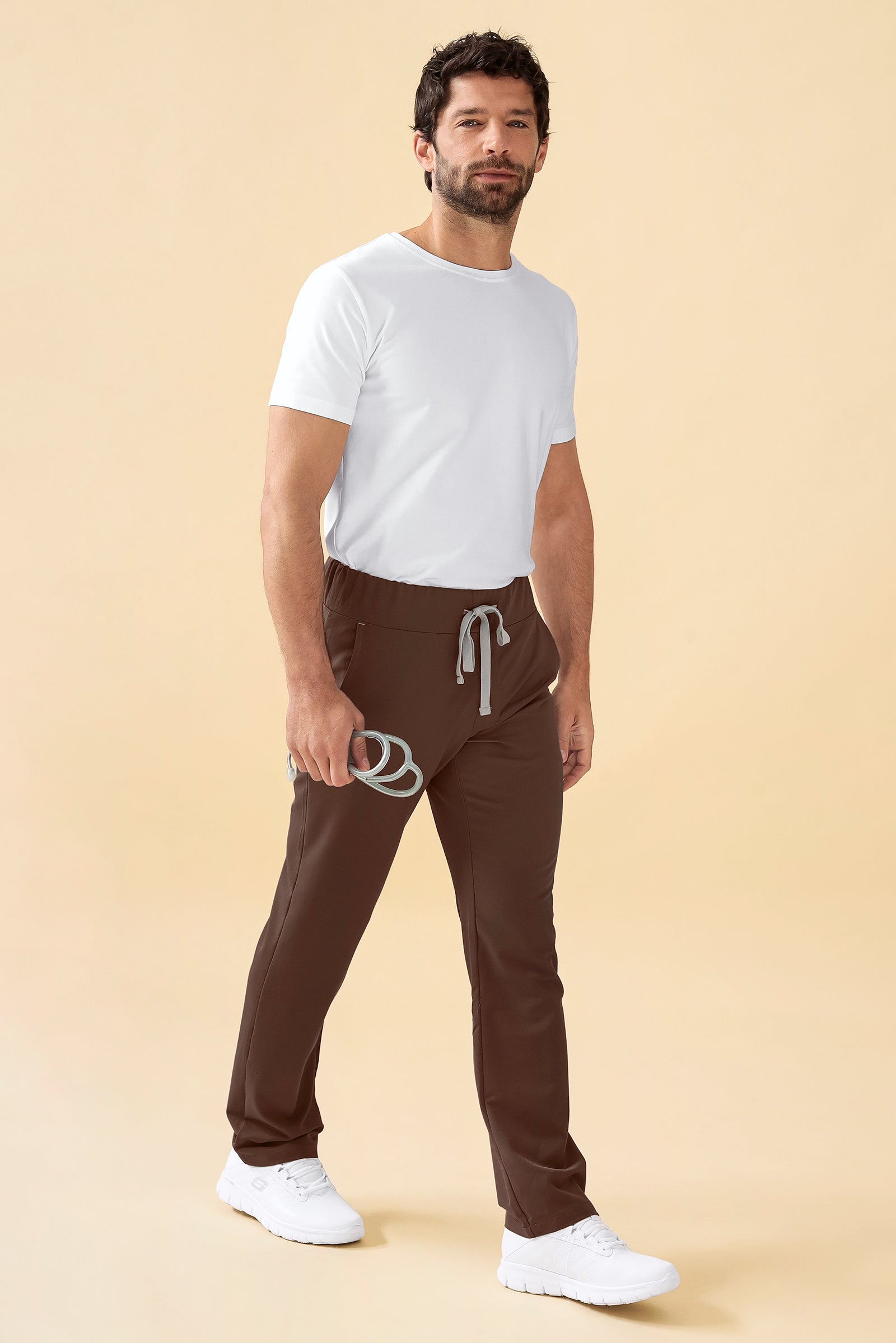 KAERE Hose Herren - gerader Saum Kurzgr. ohne Beintaschen coffee