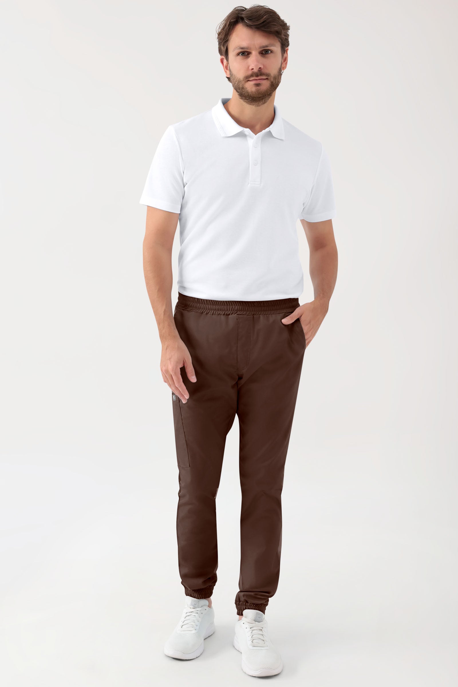GREEN Stretch Hose Herren - Jogpants Style coffee, Vue de face 