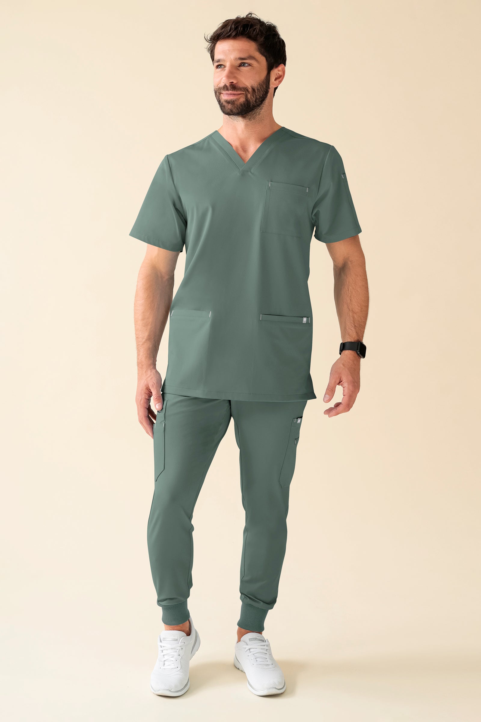 KAERE Hose Herren - Saumbündchen Kurzgr. mit Beintaschen dunkelgrün, Vue de face 