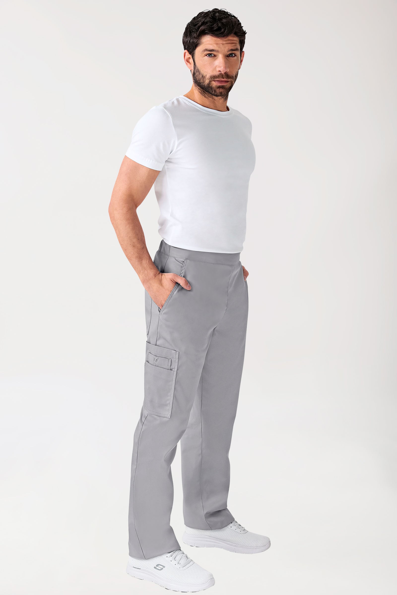 CLINIC STRETCH Hose Unisex - mit Beintasche Kurzgr. grau
