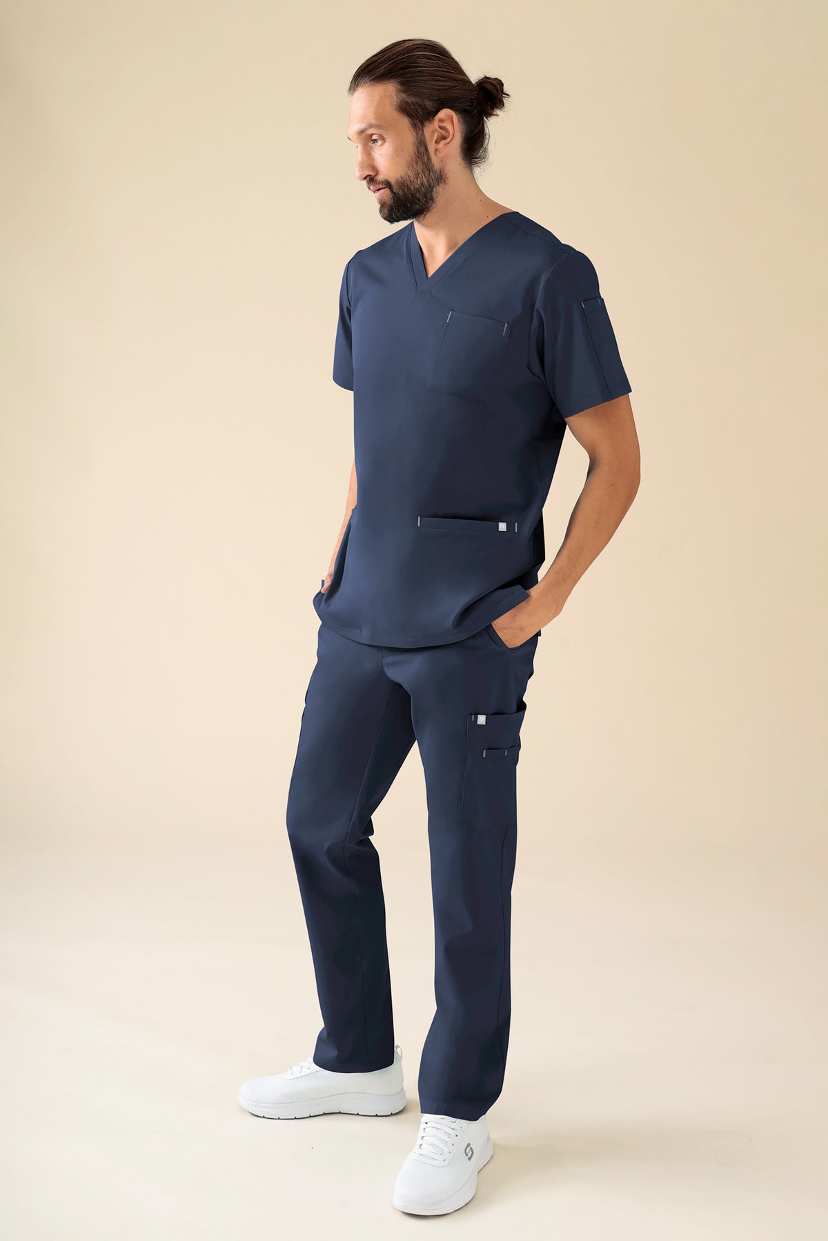 KAERE Hose Herren - gerader Saum mit Beintaschen navy, Vorderansicht 