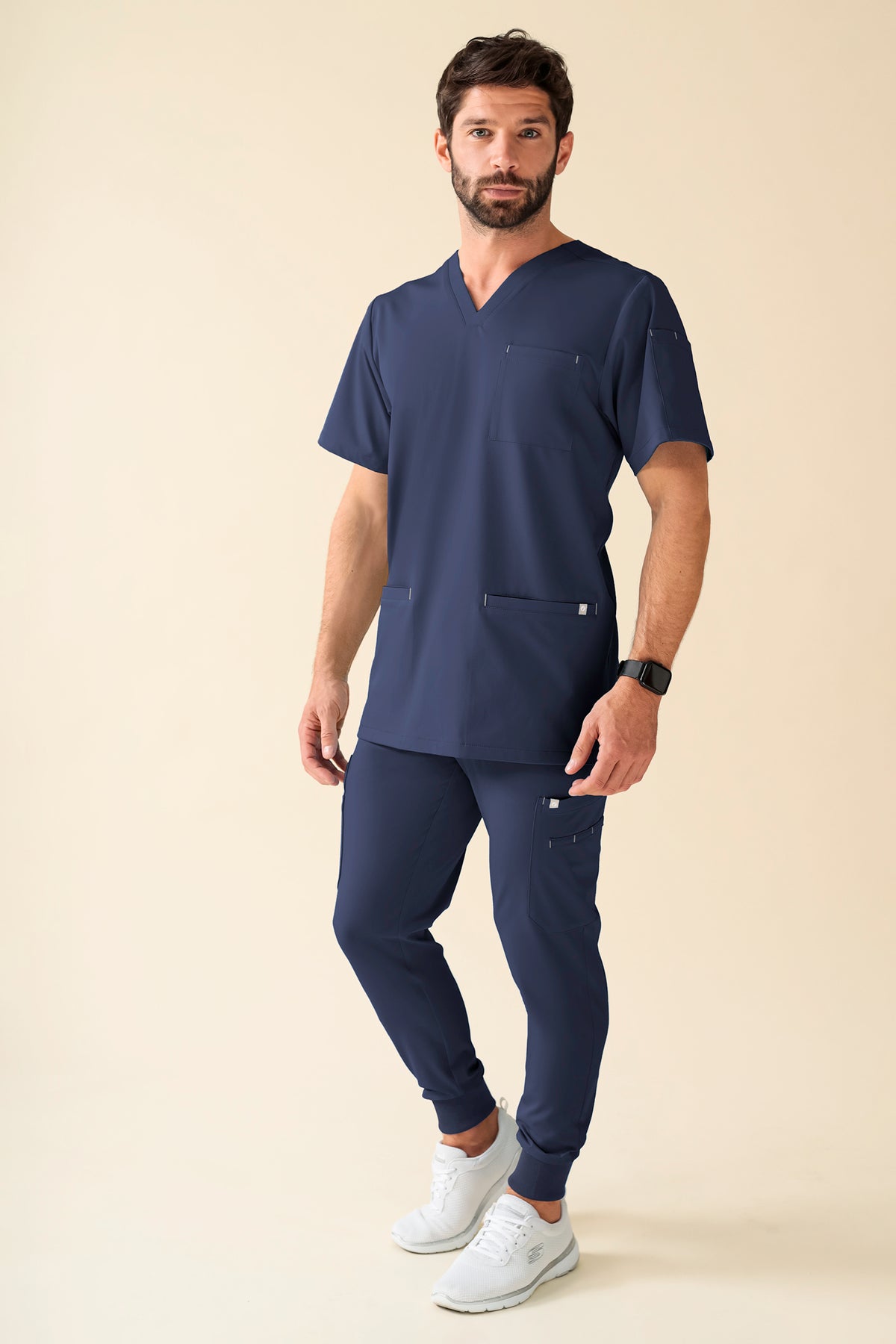 KAERE Hose Herren - Saumbündchen Kurzgr. mit Beintaschen navy, Vorderansicht 