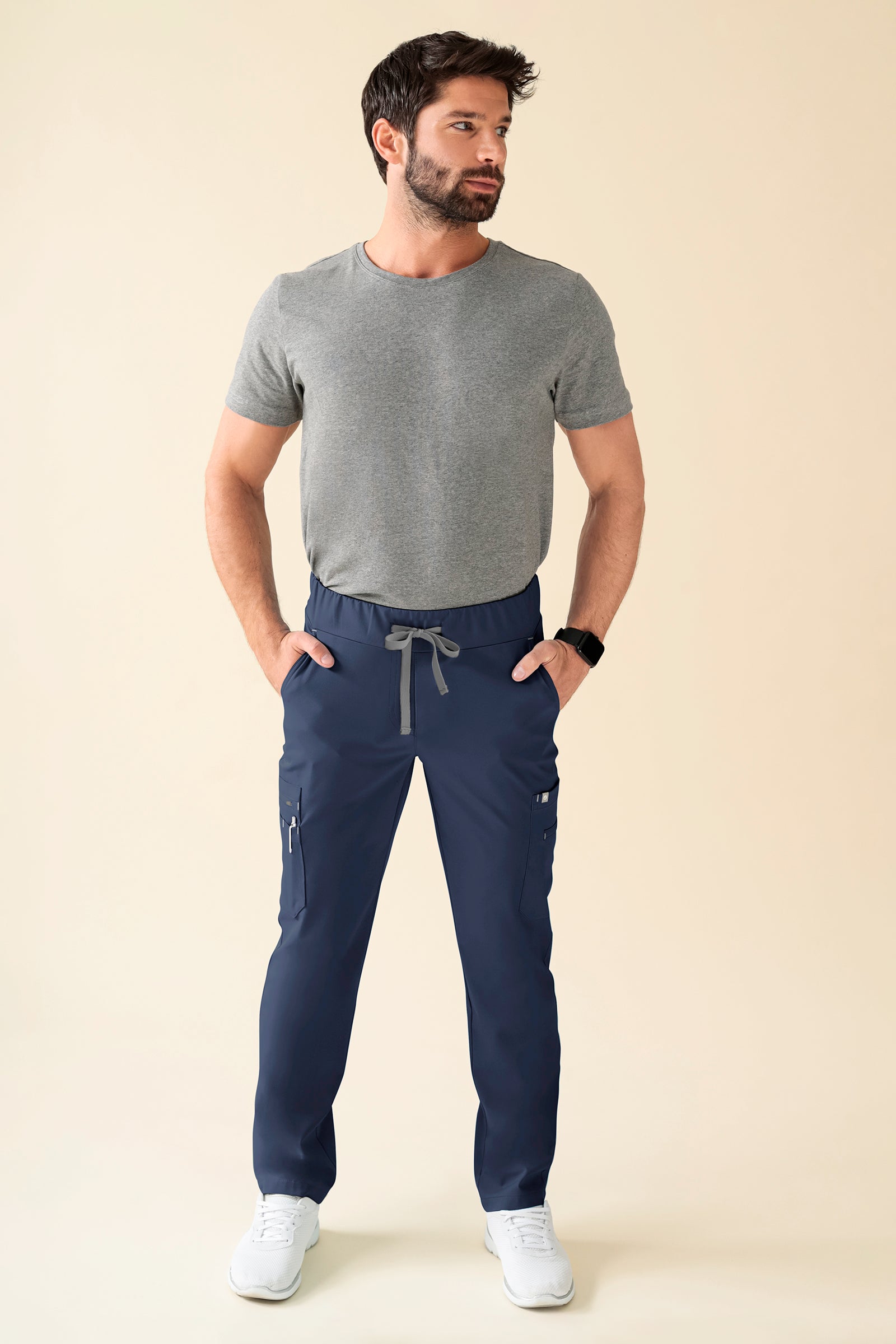 KAERE Hose Herren - gerader Saum Kurzgr. mit Beintaschen navy, Vue de face 