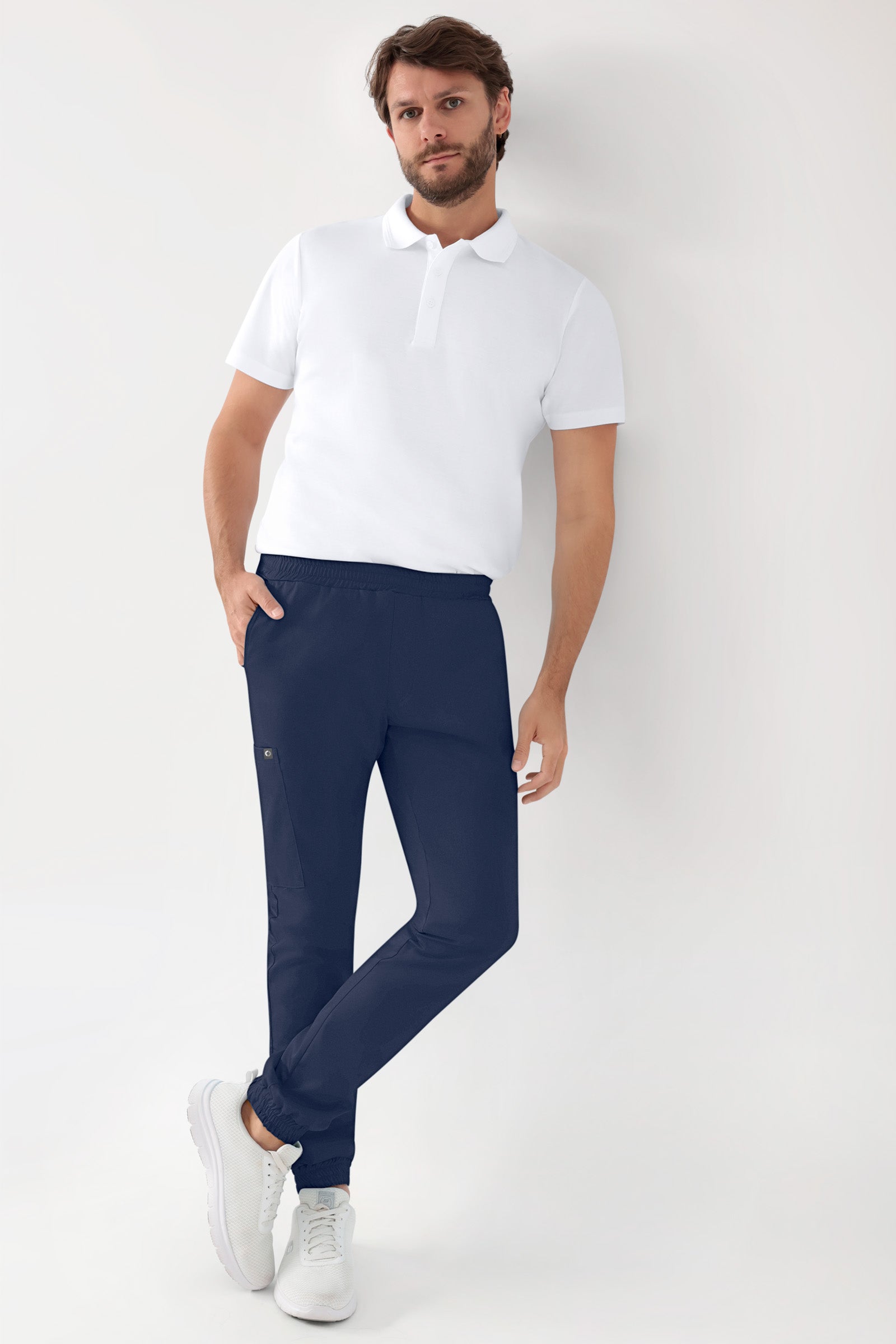 GREEN Stretch Hose Herren - Jogpants Style navy, Vue de face 