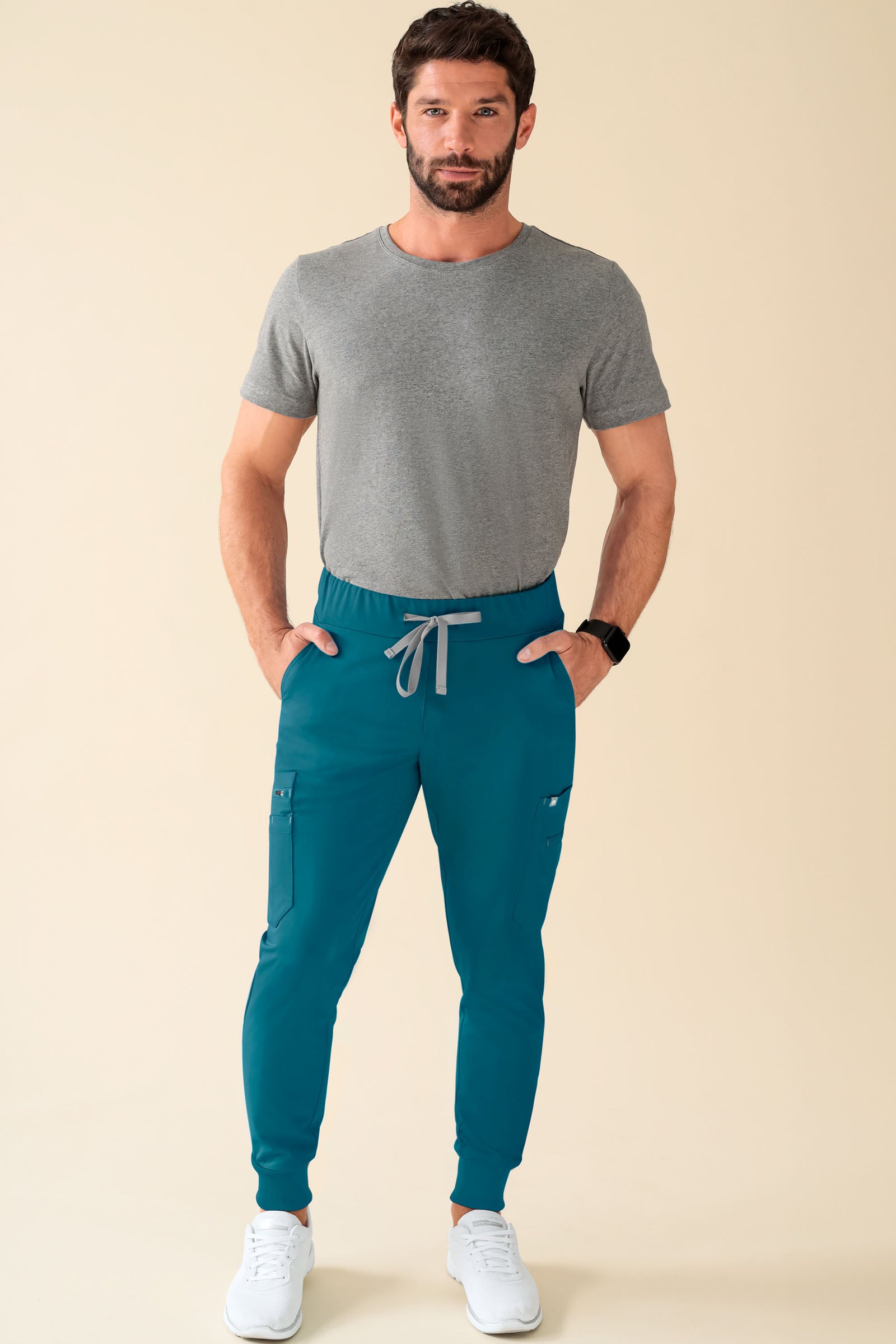 KAERE Hose Herren - Saumbündchen Kurzgr. mit Beintaschen petrol, Vue de face 
