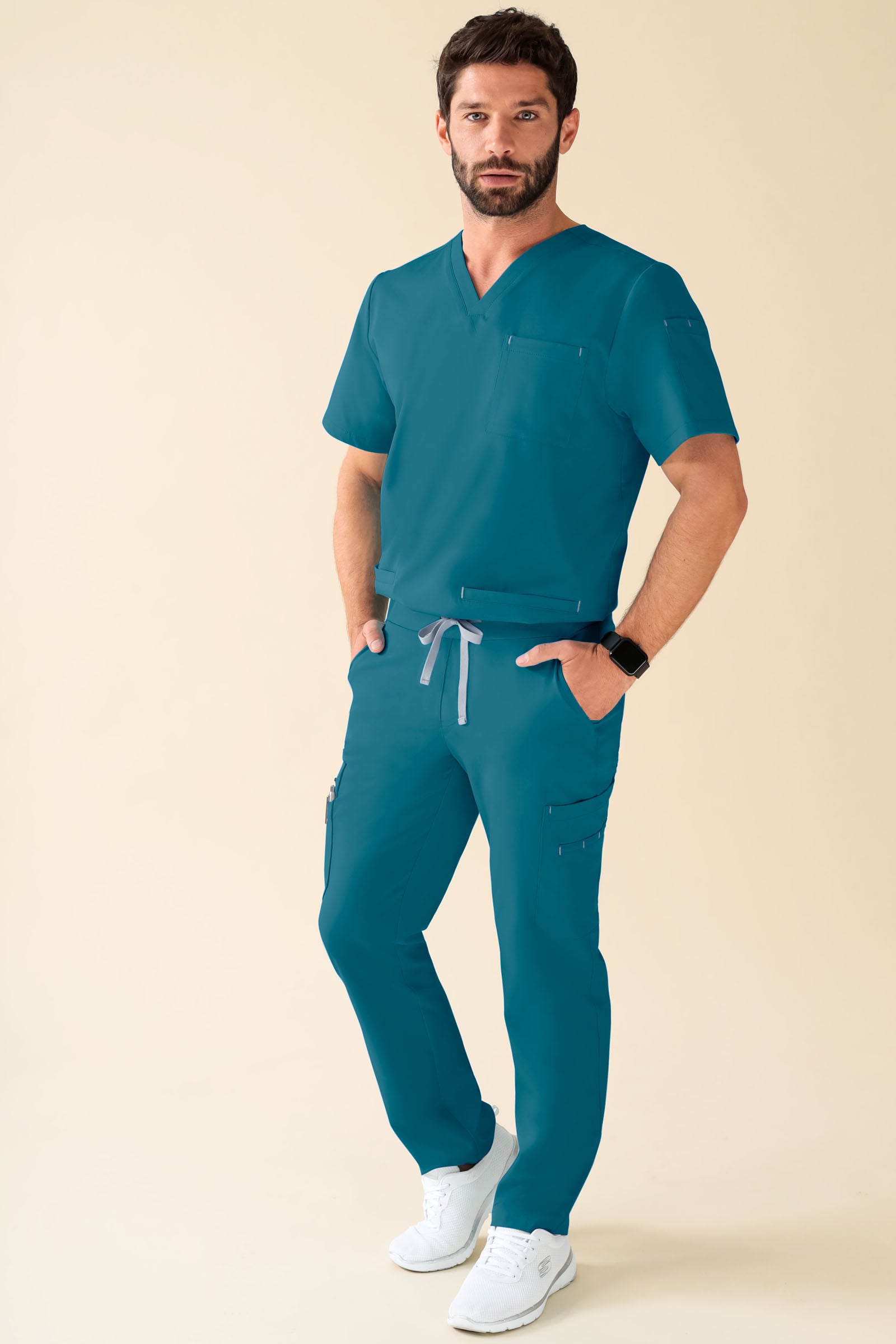 KAERE Hose Herren - gerader Saum Kurzgr. mit Beintaschen petrol