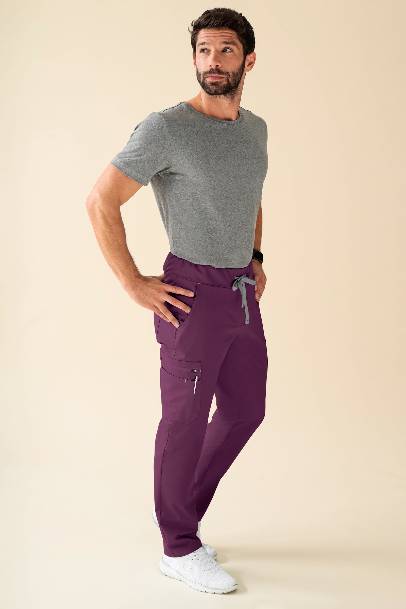 KAERE Hose Herren - gerader Saum Kurzgr. mit Beintaschen pflaume, Vue de face 