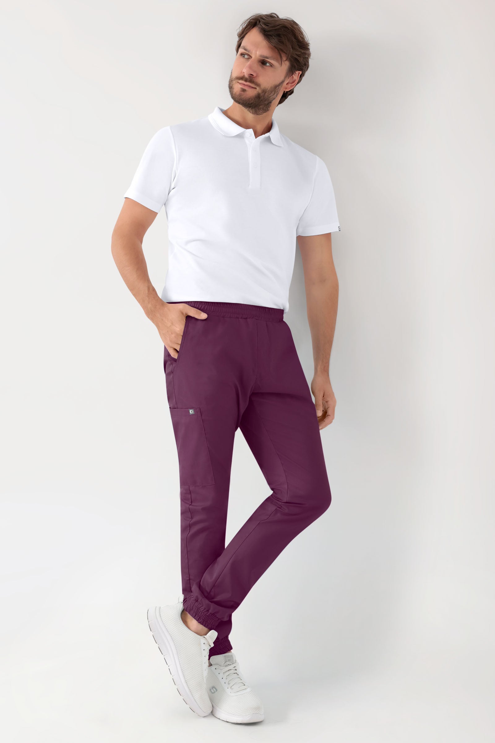 GREEN Stretch Hose Herren - Jogpants Style pflaume, Vue de face 
