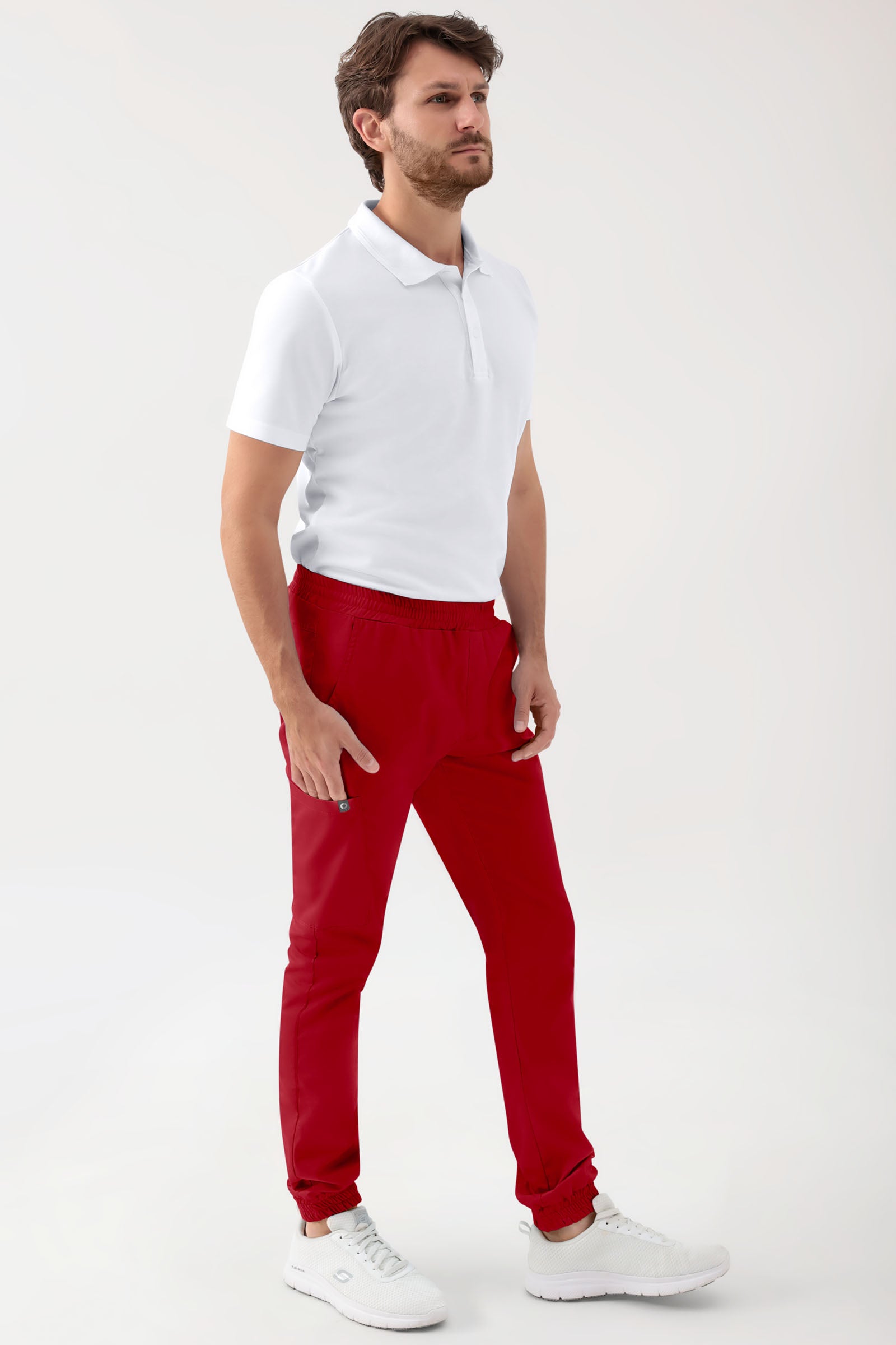 GREEN Stretch Hose Herren - Jogpants Style rot, Vue de face 