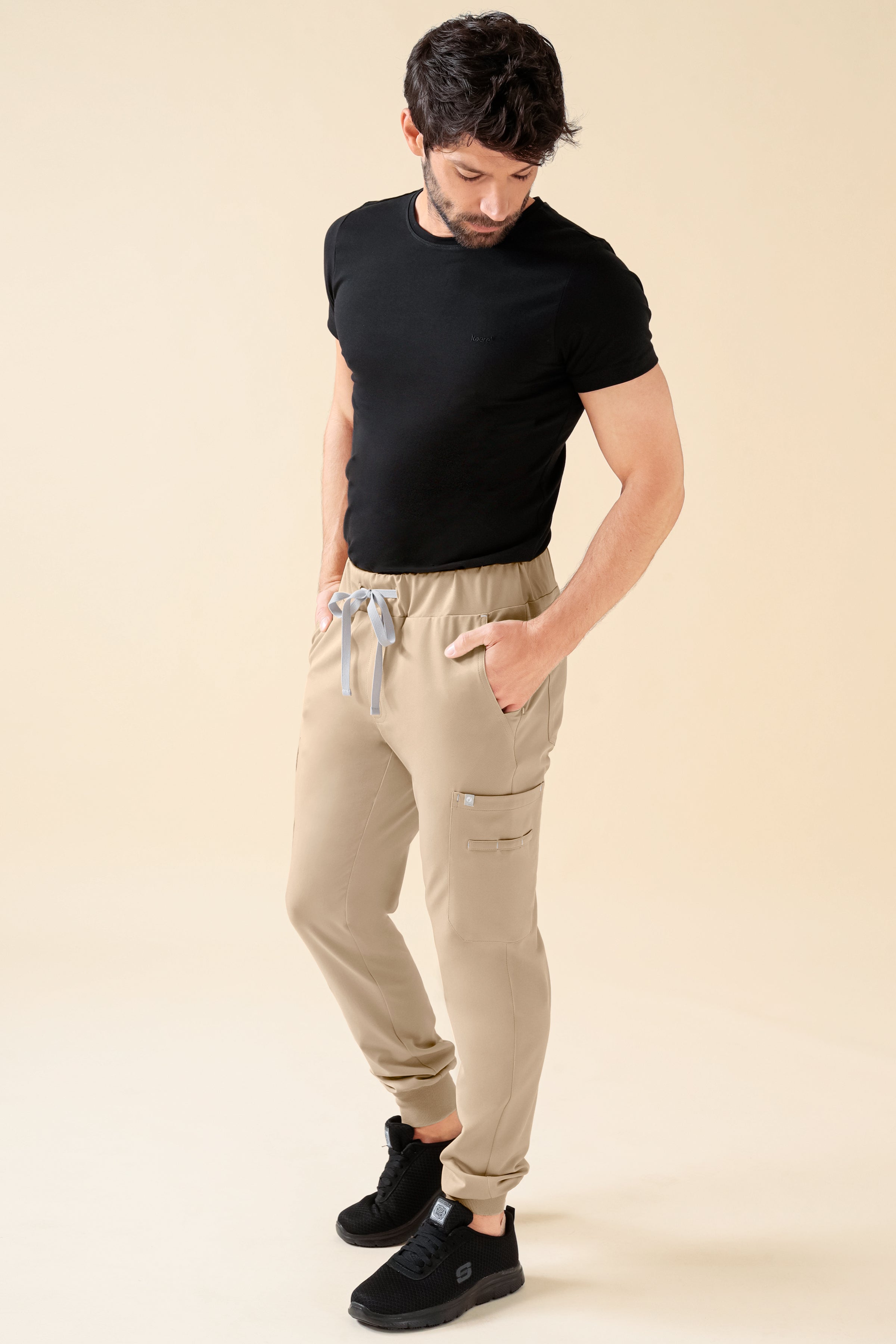 KAERE Hose Herren - Saumbündchen Kurzgr. mit Beintaschen sand, Vue de face 