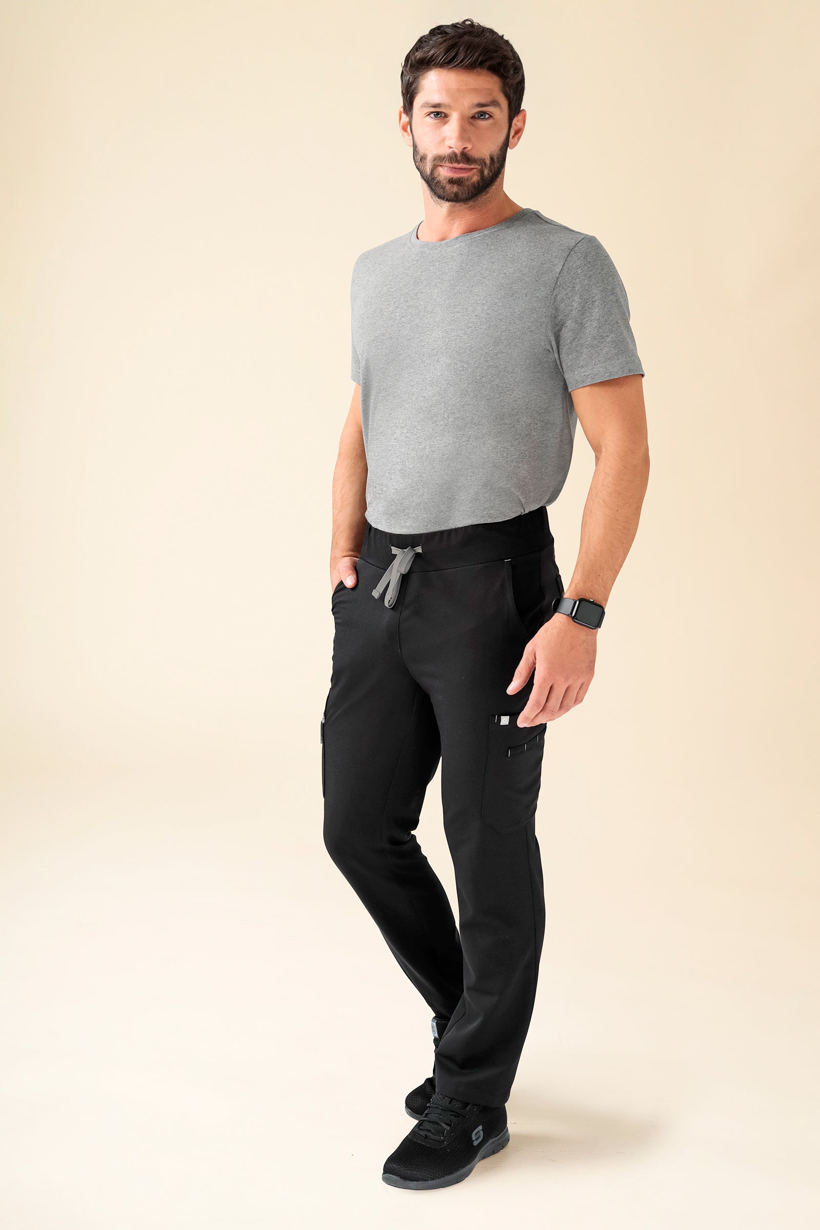 KAERE Hose Herren - gerader Saum Kurzgr. mit Beintaschen schwarz, Vue de face 