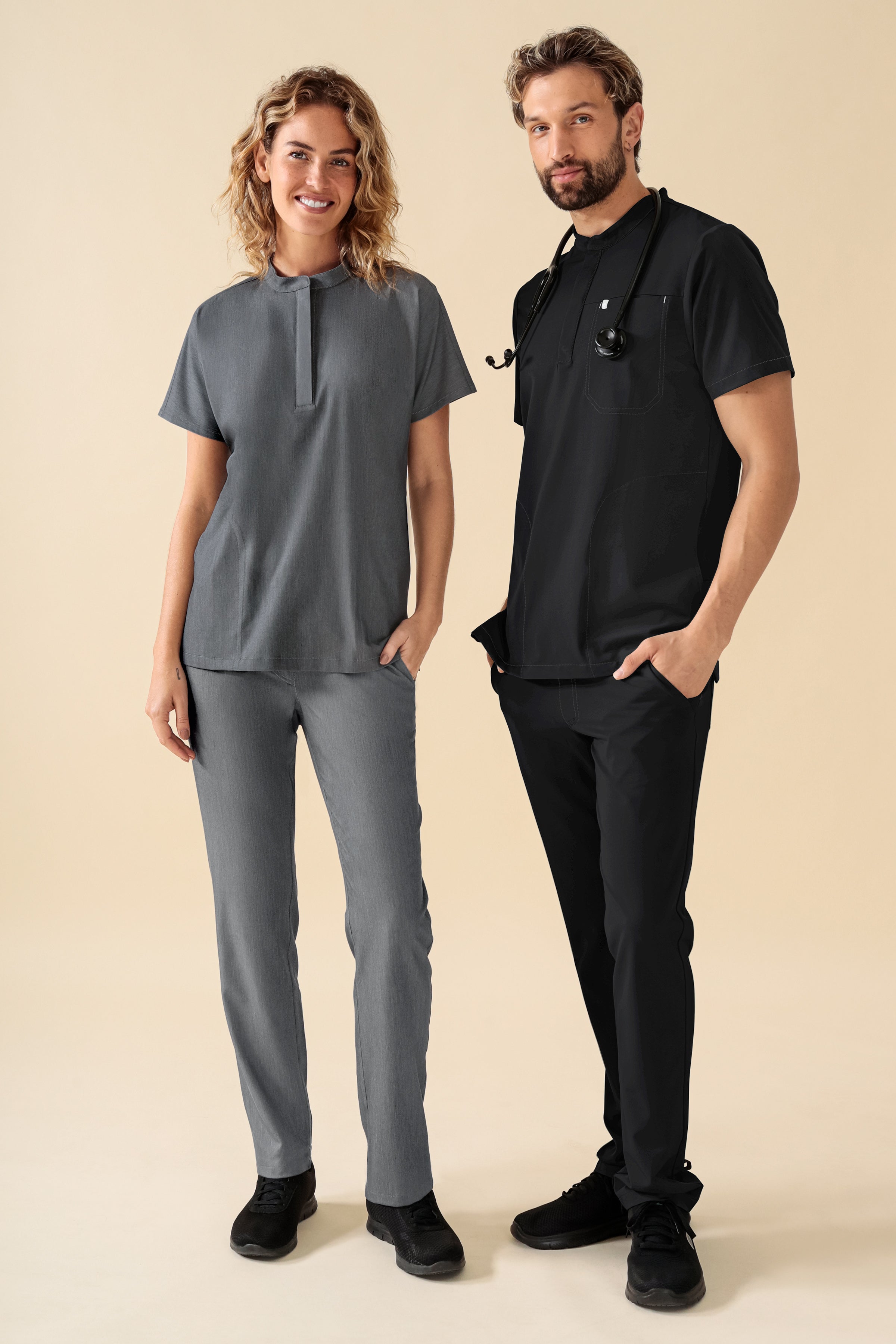 KAERE Hose Herren - gerader Saum ohne Beintaschen schwarz