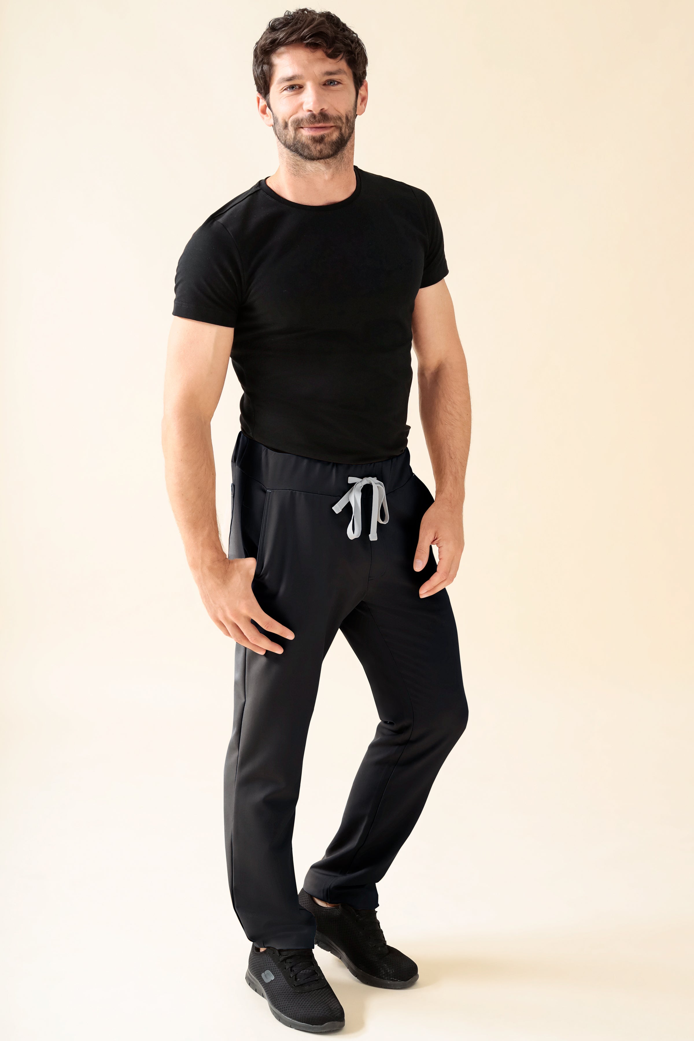 KAERE Hose Herren - gerader Saum Kurzgr. ohne Beintaschen schwarz, Vue de face 