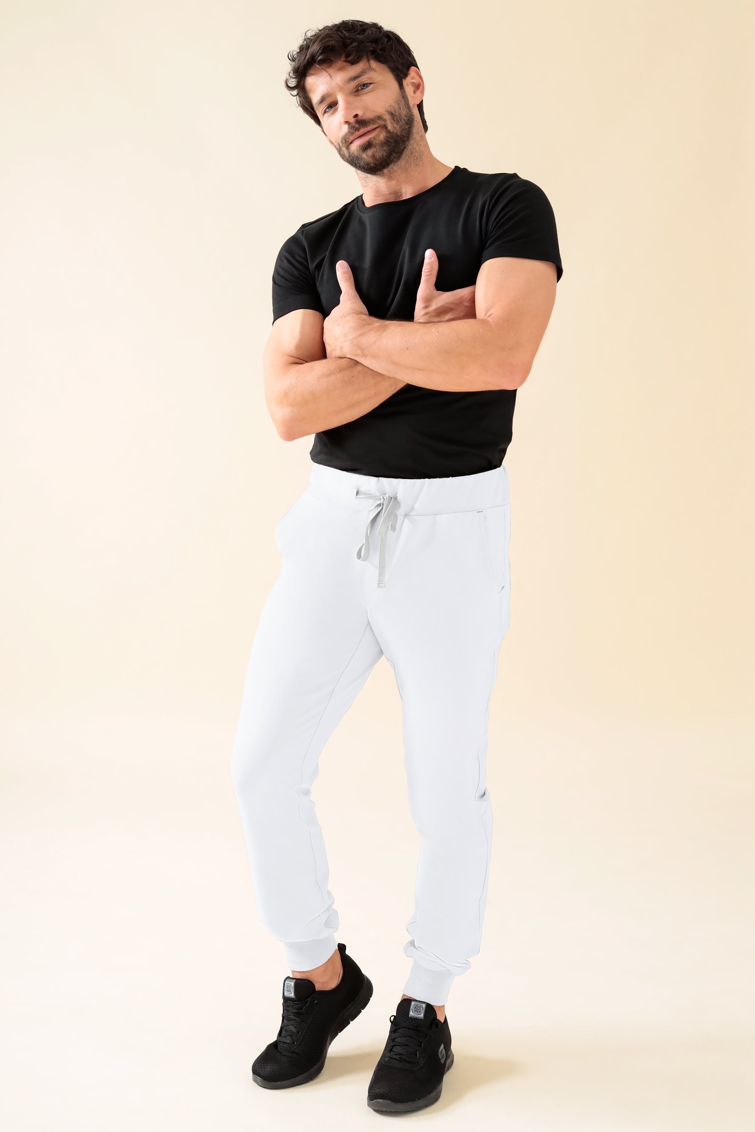 KAERE Hose Herren - Saumbündchen Kurzgr. ohne Beintaschen weiss