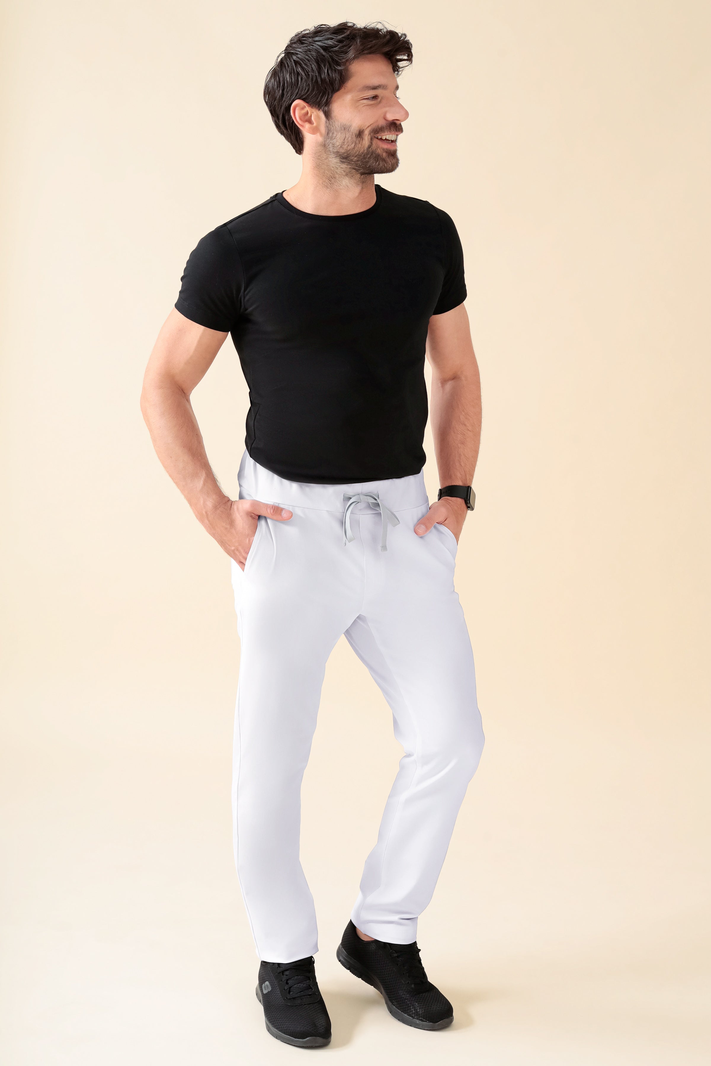 KAERE Hose Herren - gerader Saum Kurzgr. ohne Beintaschen weiss