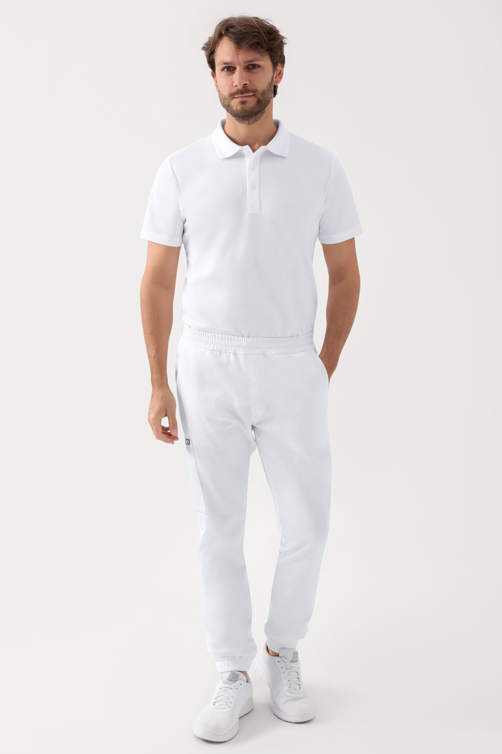 GREEN Stretch Hose Herren - Jogpants Style weiss, Vue de face 