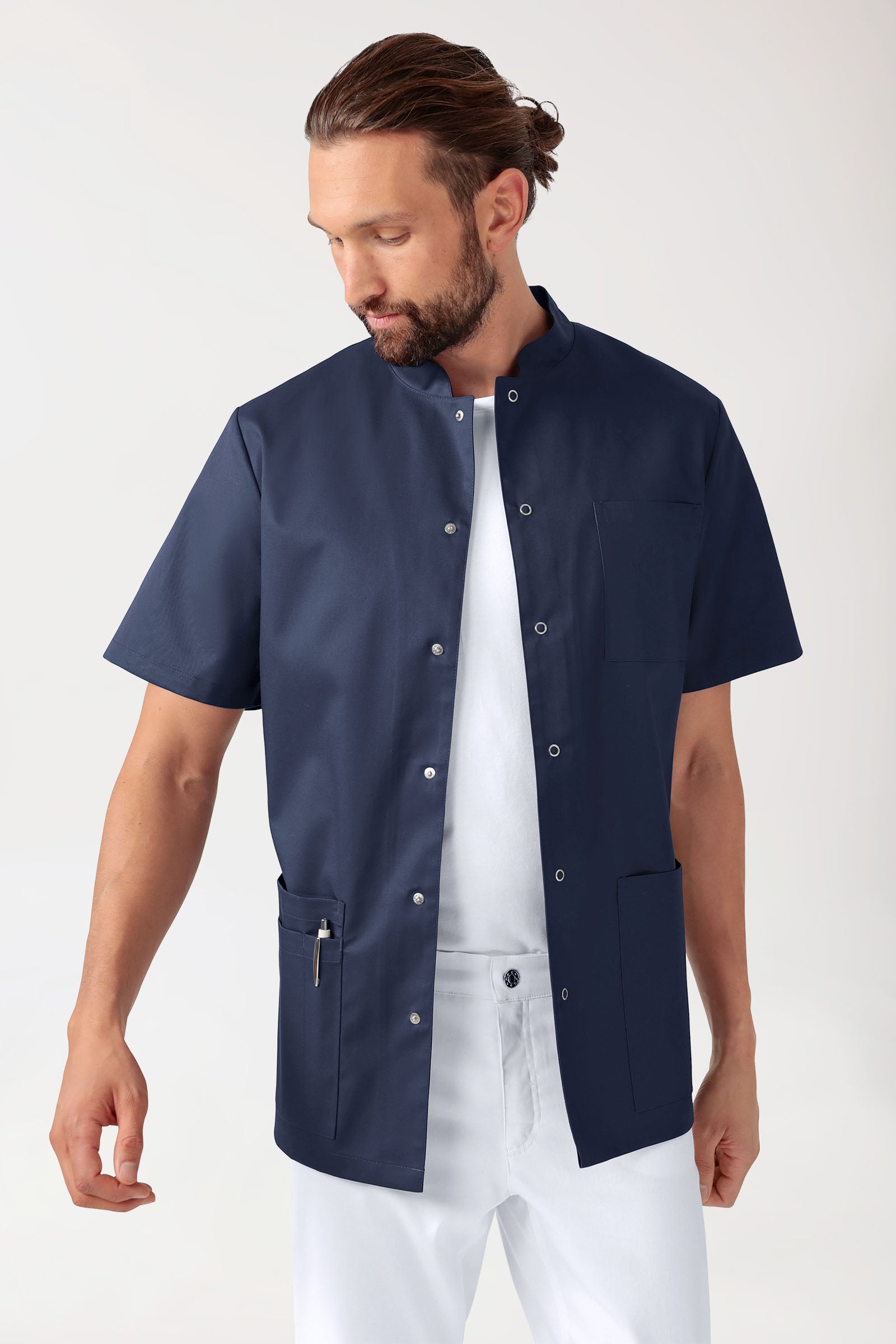 CLINIC STRETCH Kasack Herren - durchgeknöpft navy