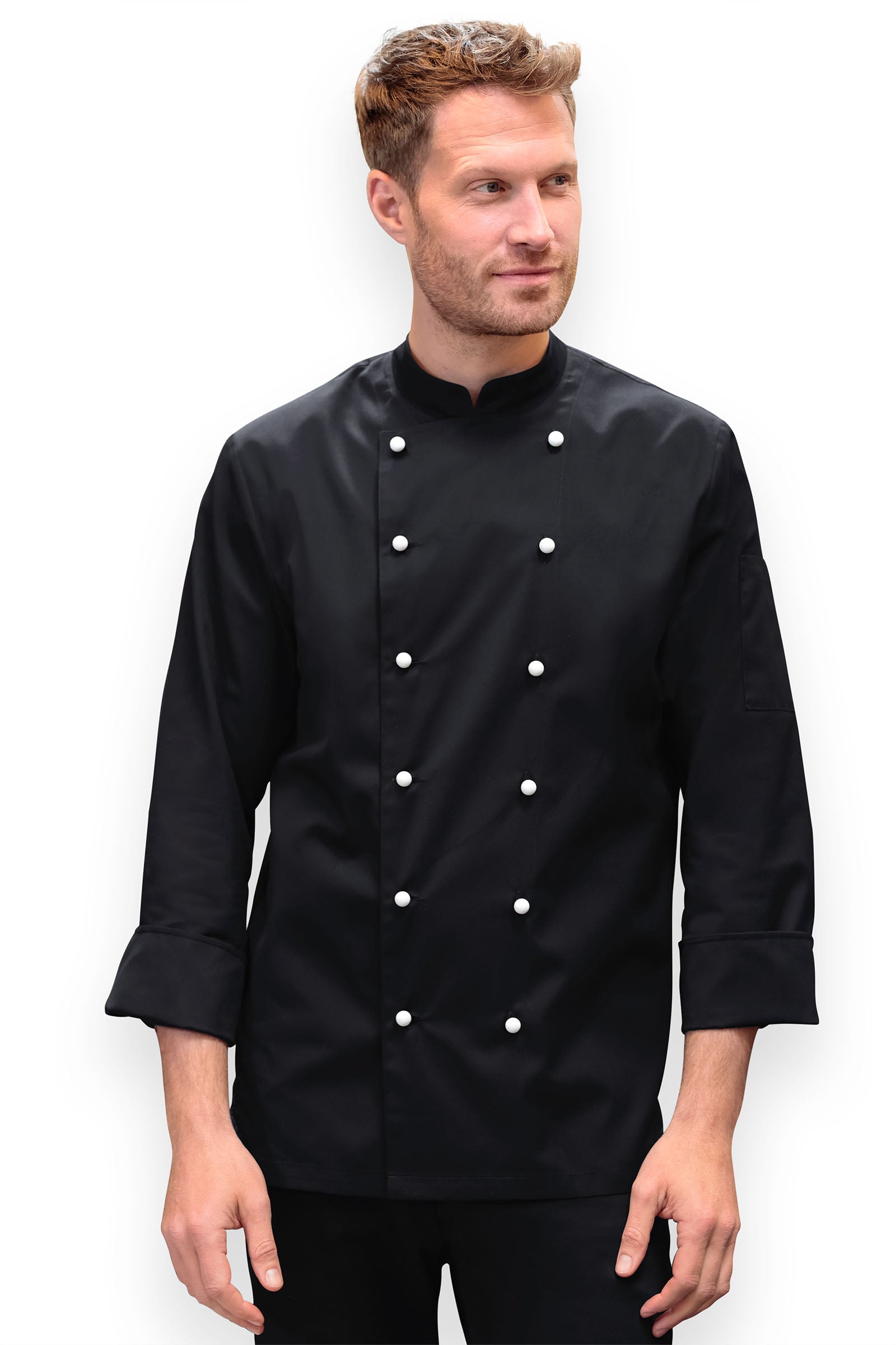 Gastro Kochjacke Herren - 6er Knopfreihe - 1/1 Arm schwarz