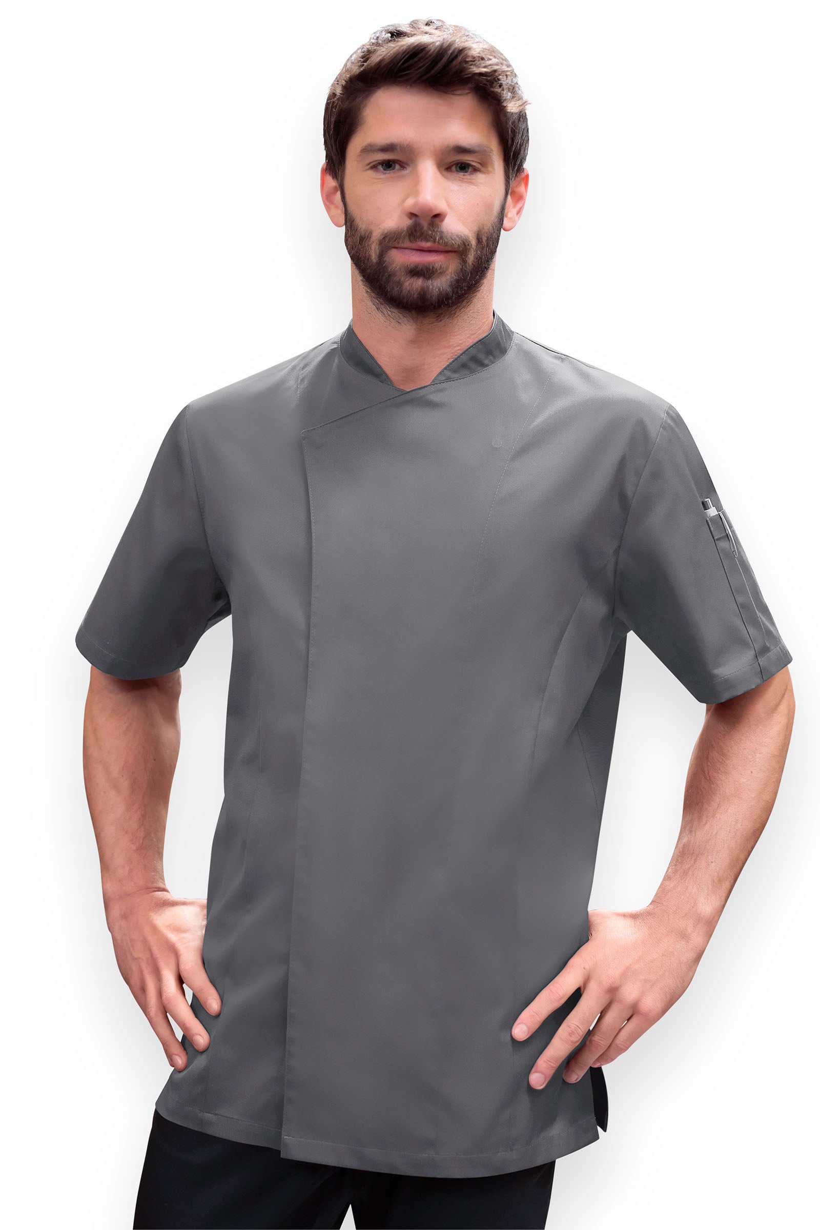 Gastro Kochjacke Herren - 1/2 Arm steingrau