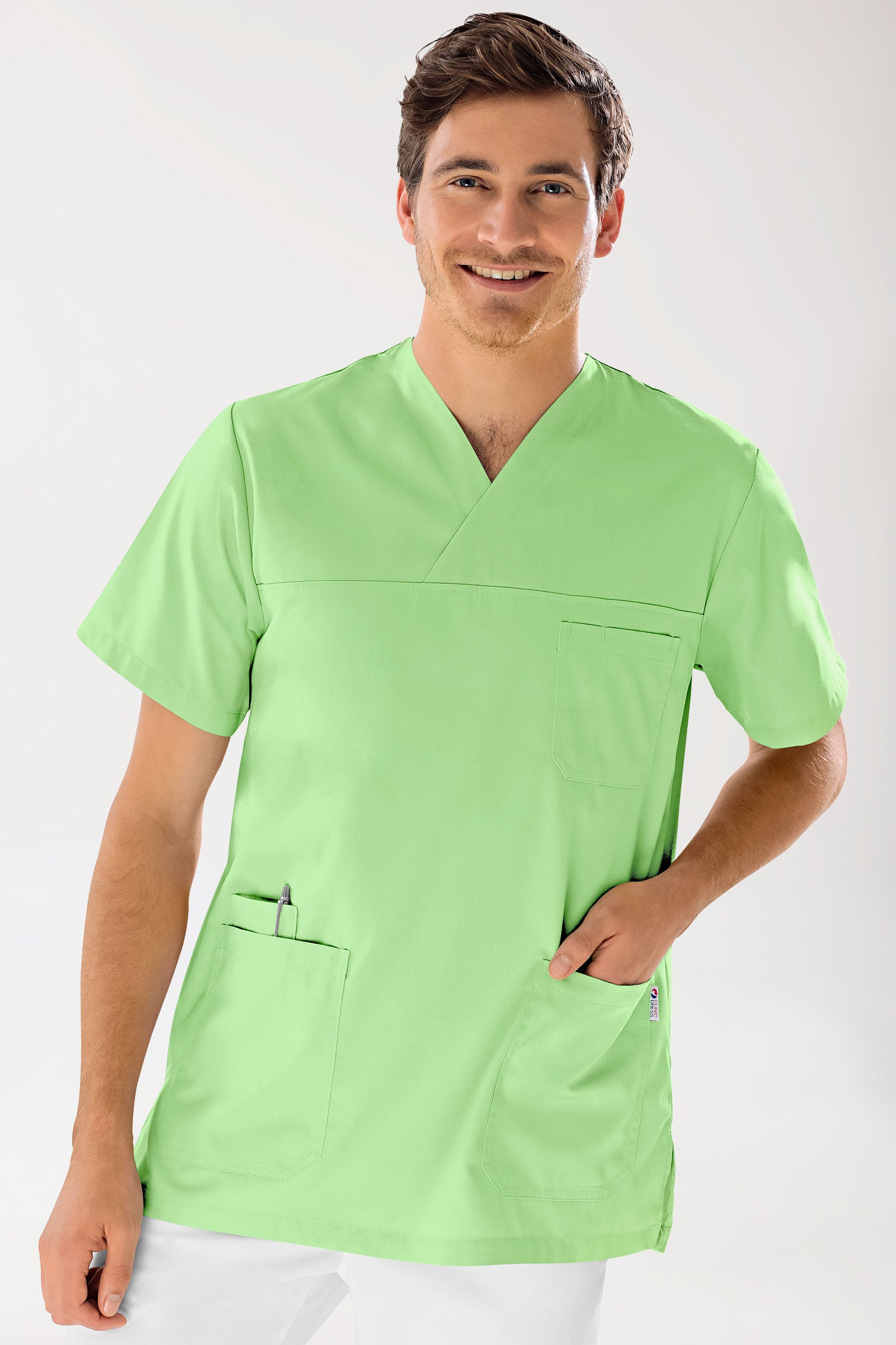 GREEN Schlupfkasack Herren - V-Ausschnitt apfelgrün