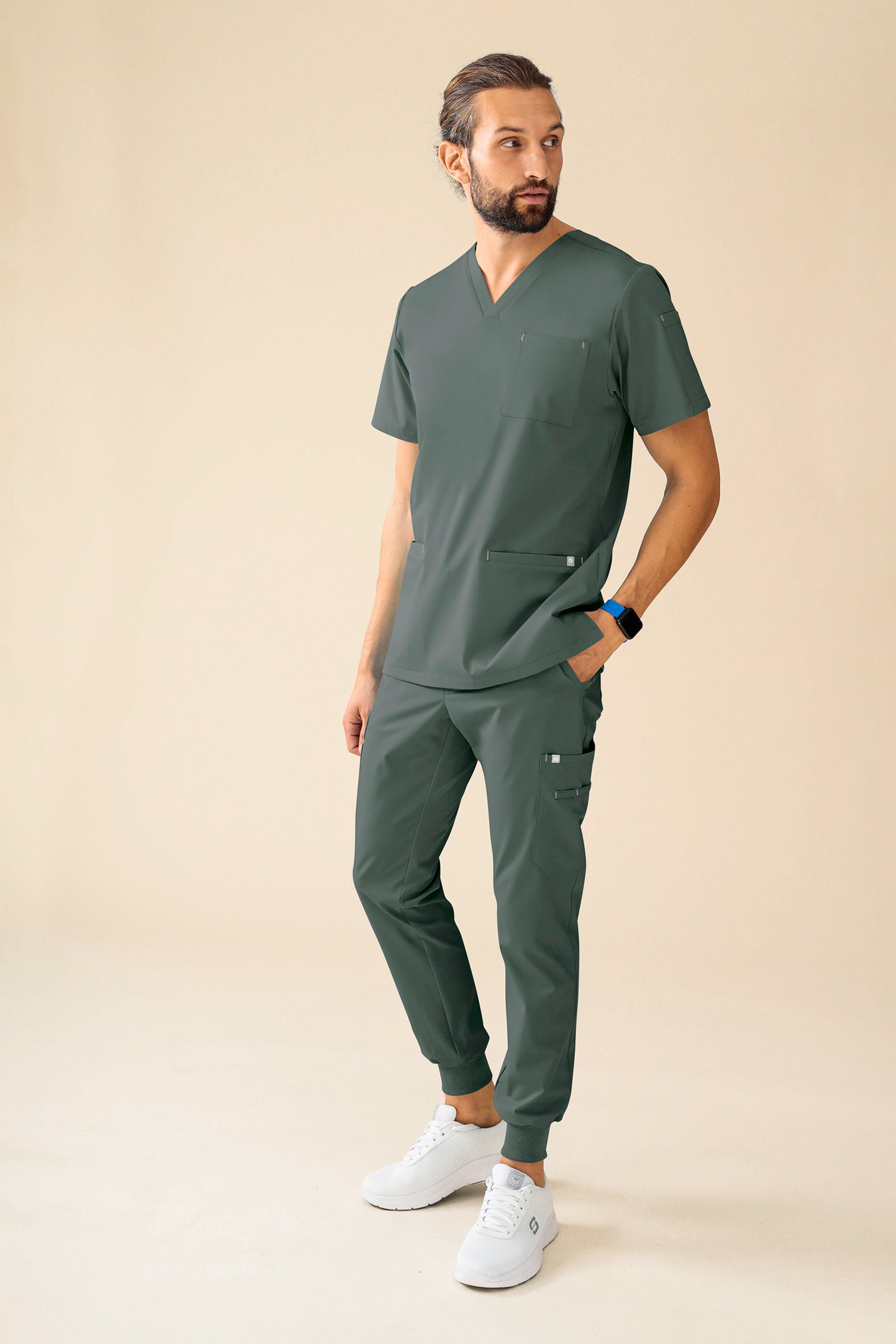 KAERE Schlupfkasack Herren - V-Ausschnitt dunkelgrün