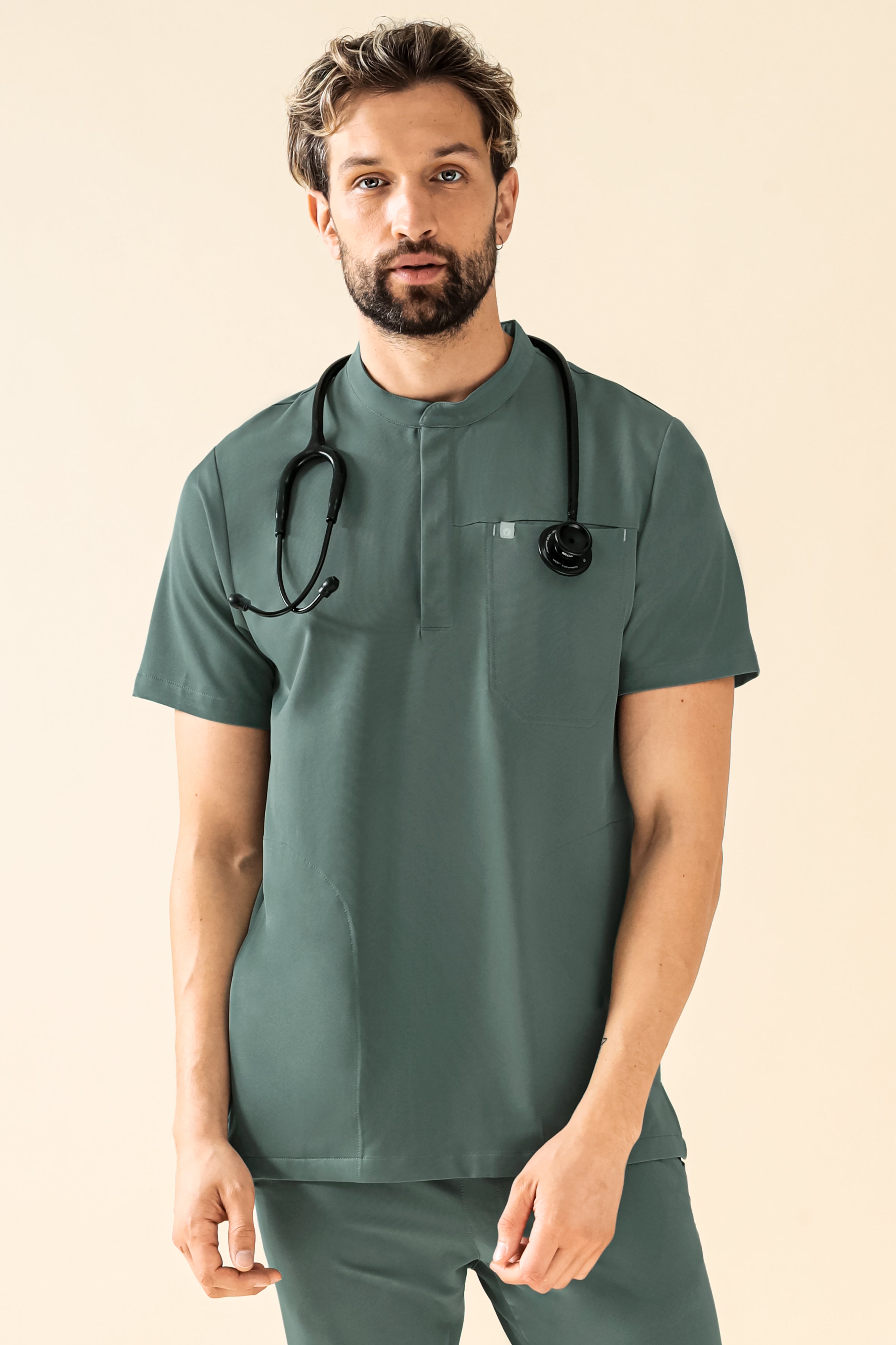 KAERE Schlupfkasack Herren - Stehkragen dunkelgrün