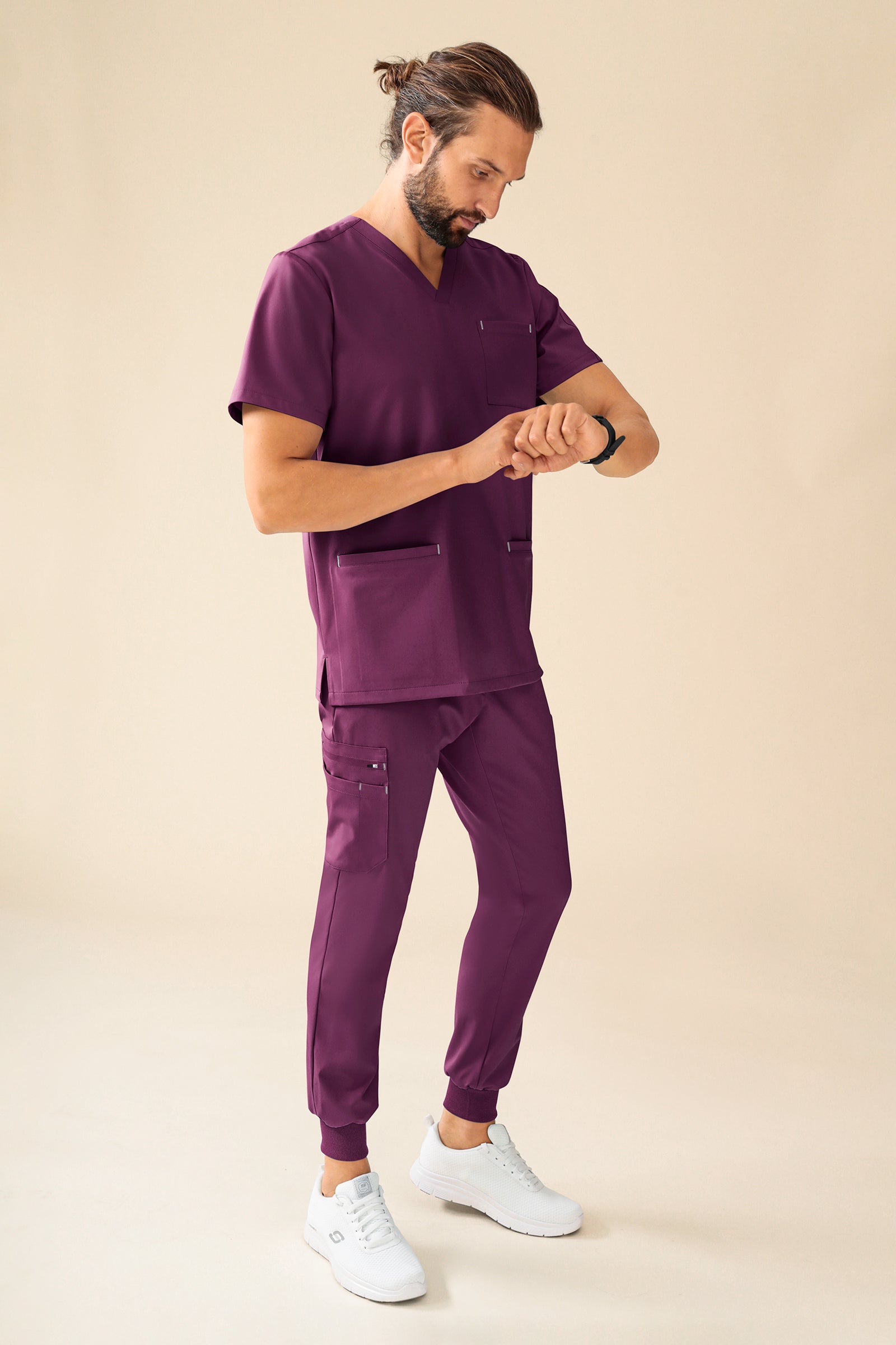 KAERE Schlupfkasack Herren - V-Ausschnitt pflaume