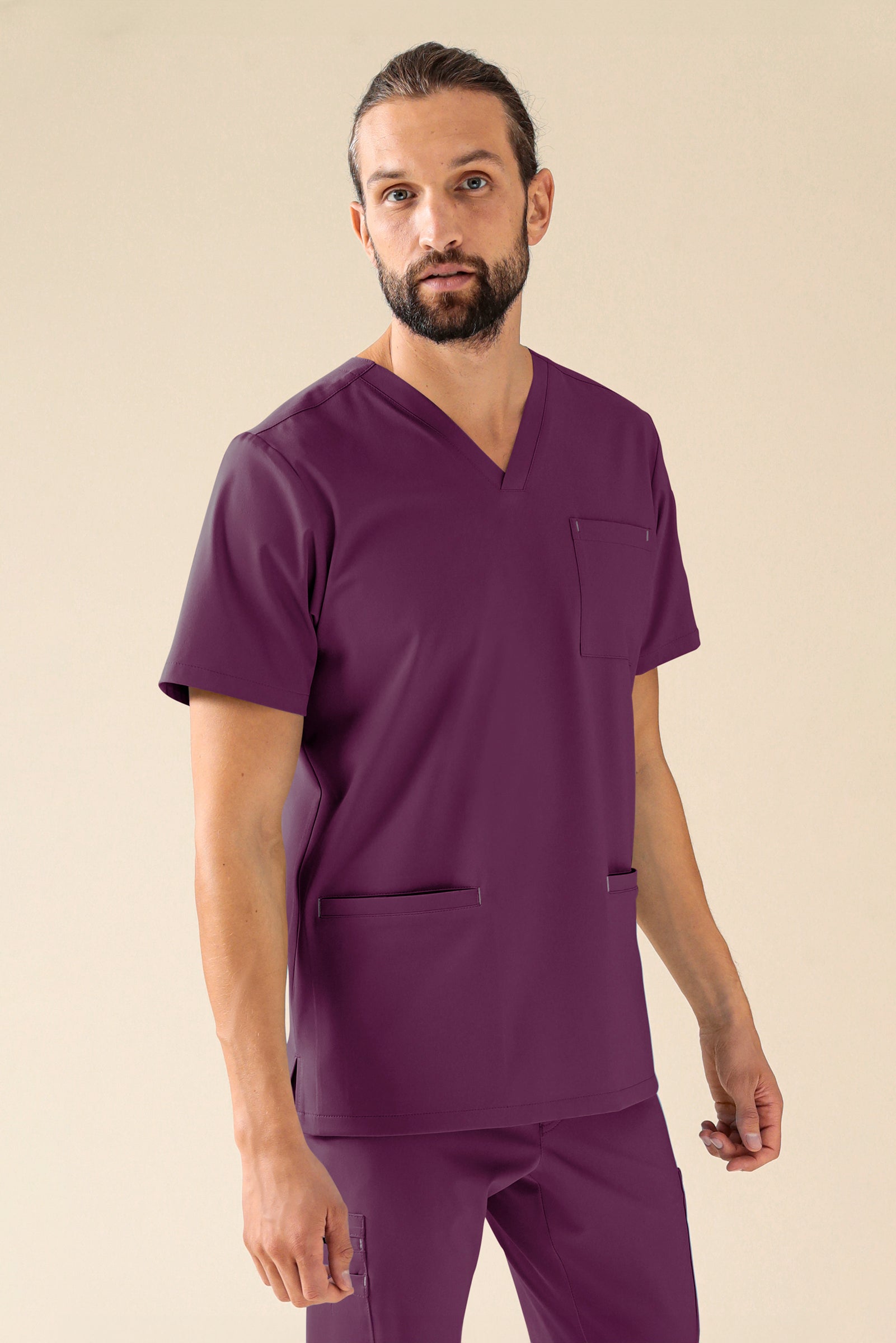 KAERE Schlupfkasack Herren - V-Ausschnitt pflaume, Vue de face 