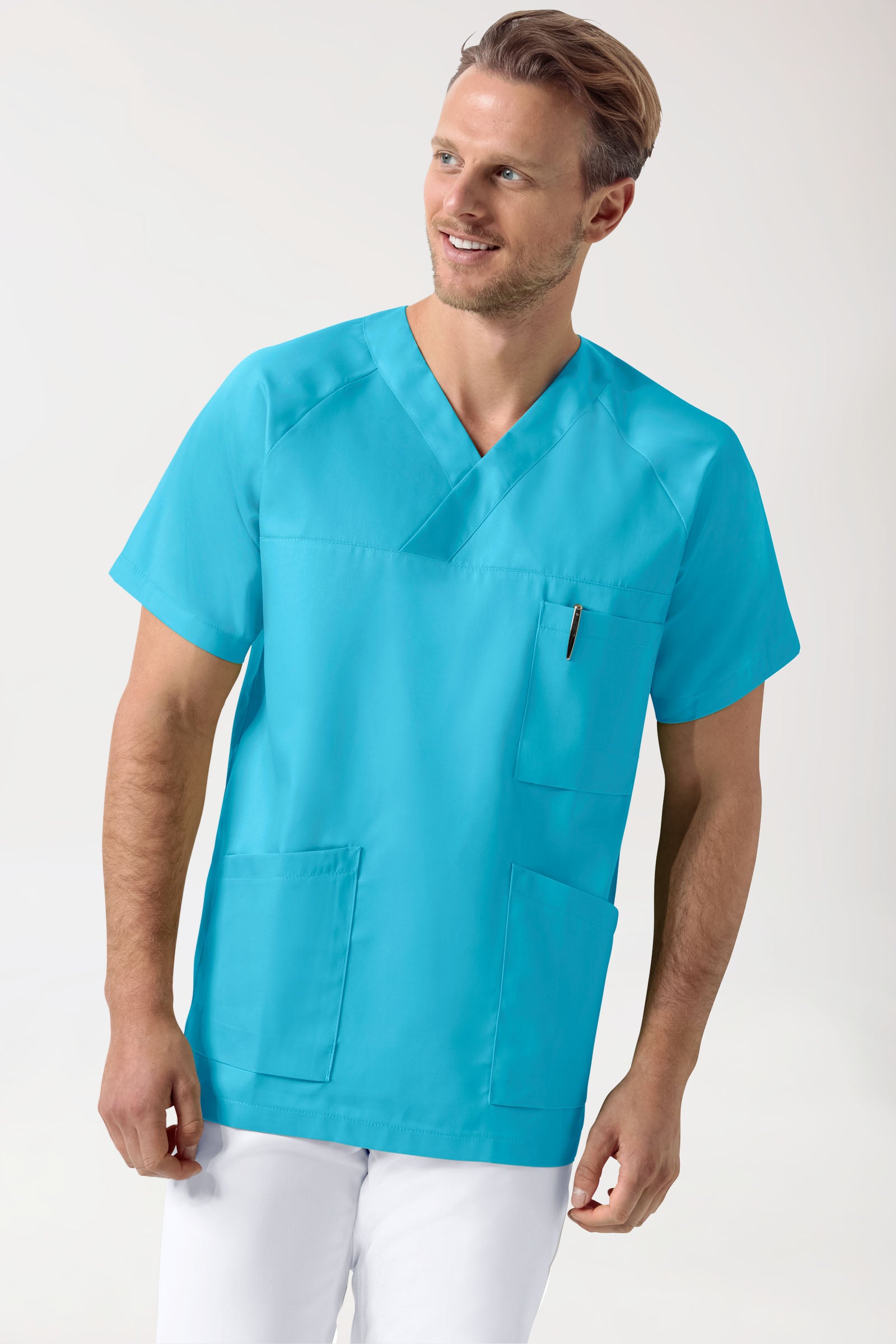 CORE Schlupfkasack Herren - V-Ausschnitt türkis, Vue de face 