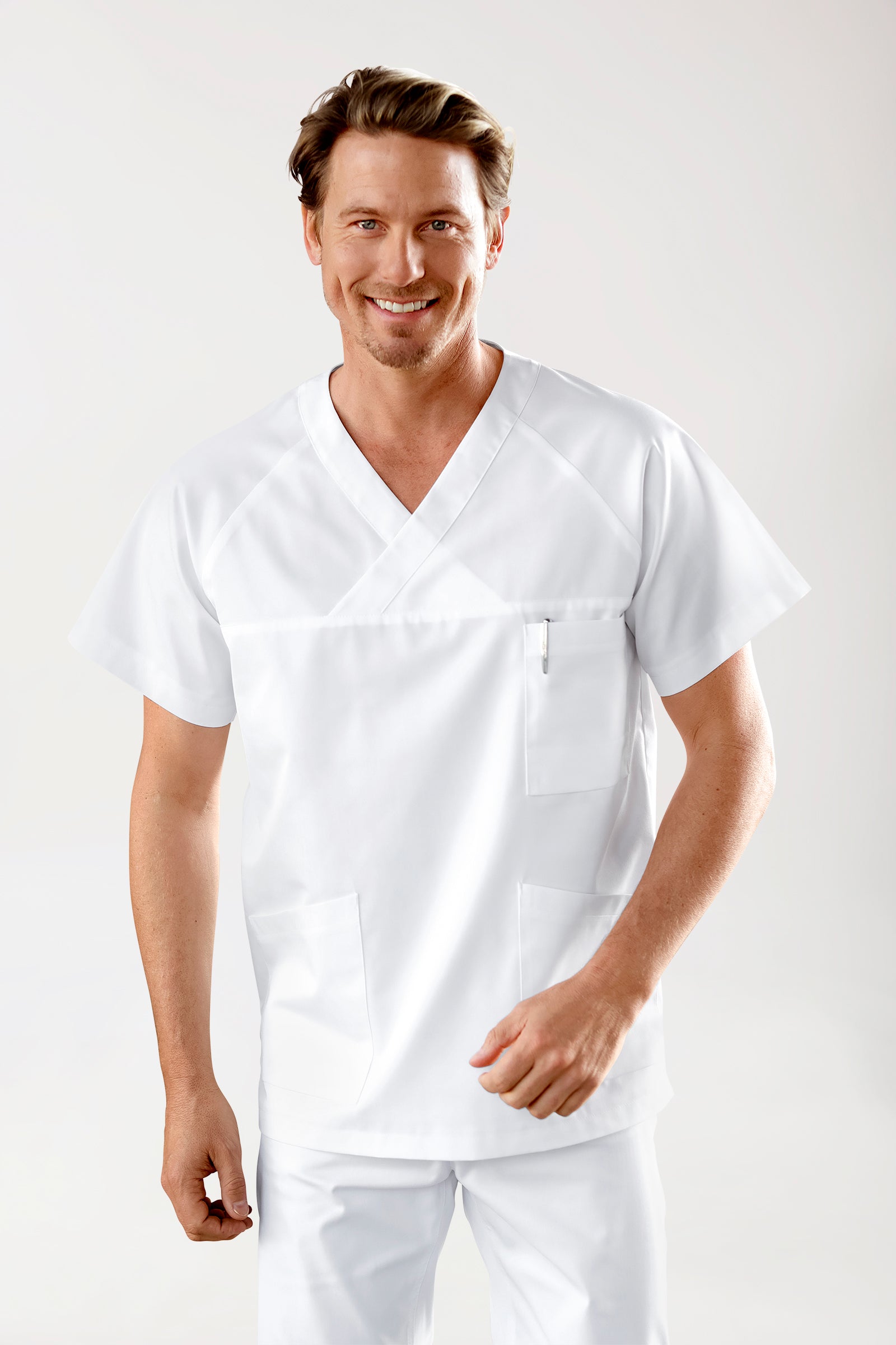 CORE Schlupfkasack Herren - 3er-Pack - V-Ausschnitt weiss