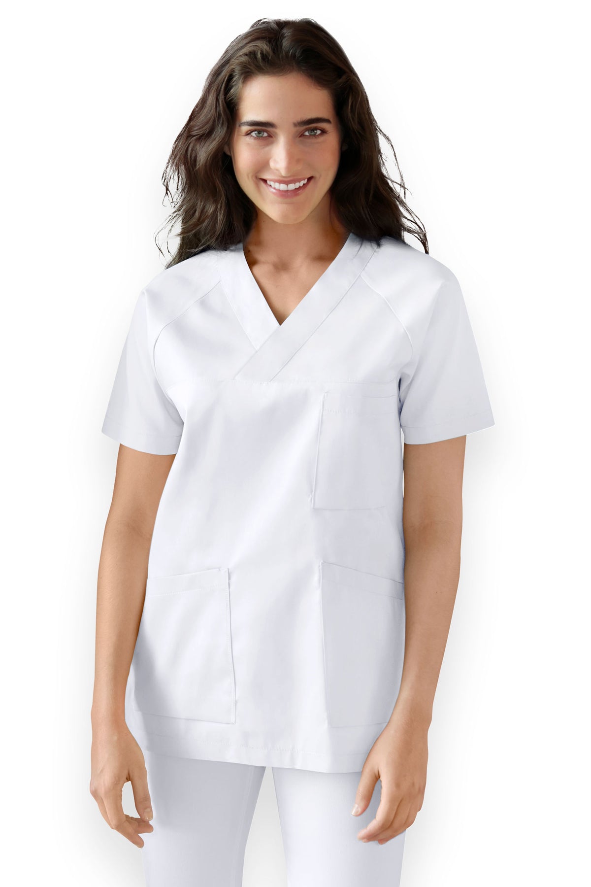 DER Kasack-Kasack V-Ausschnitt Unisex weiss, Vue de face 