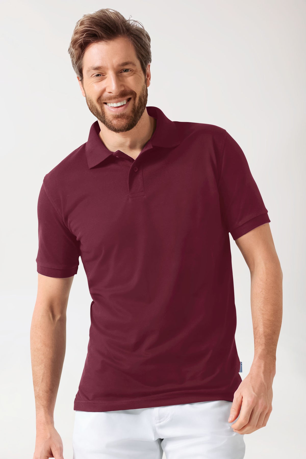 Stretch Shirt Herren - Polokragen bordeaux, Vue de face 