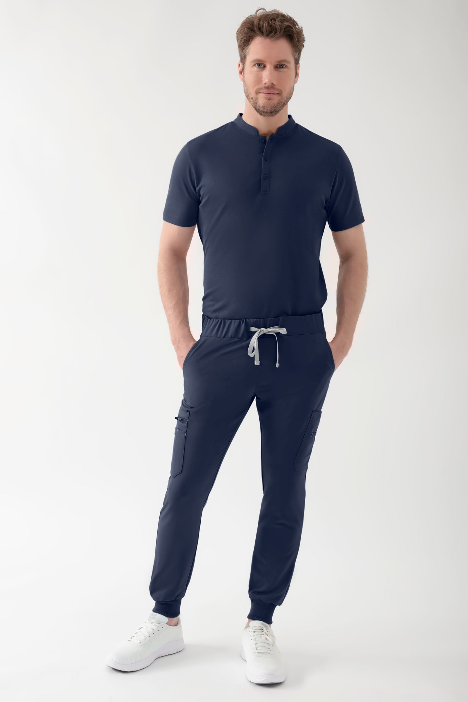 COMFY FLEX Stretch Shirt Herren - Stehkragen navy