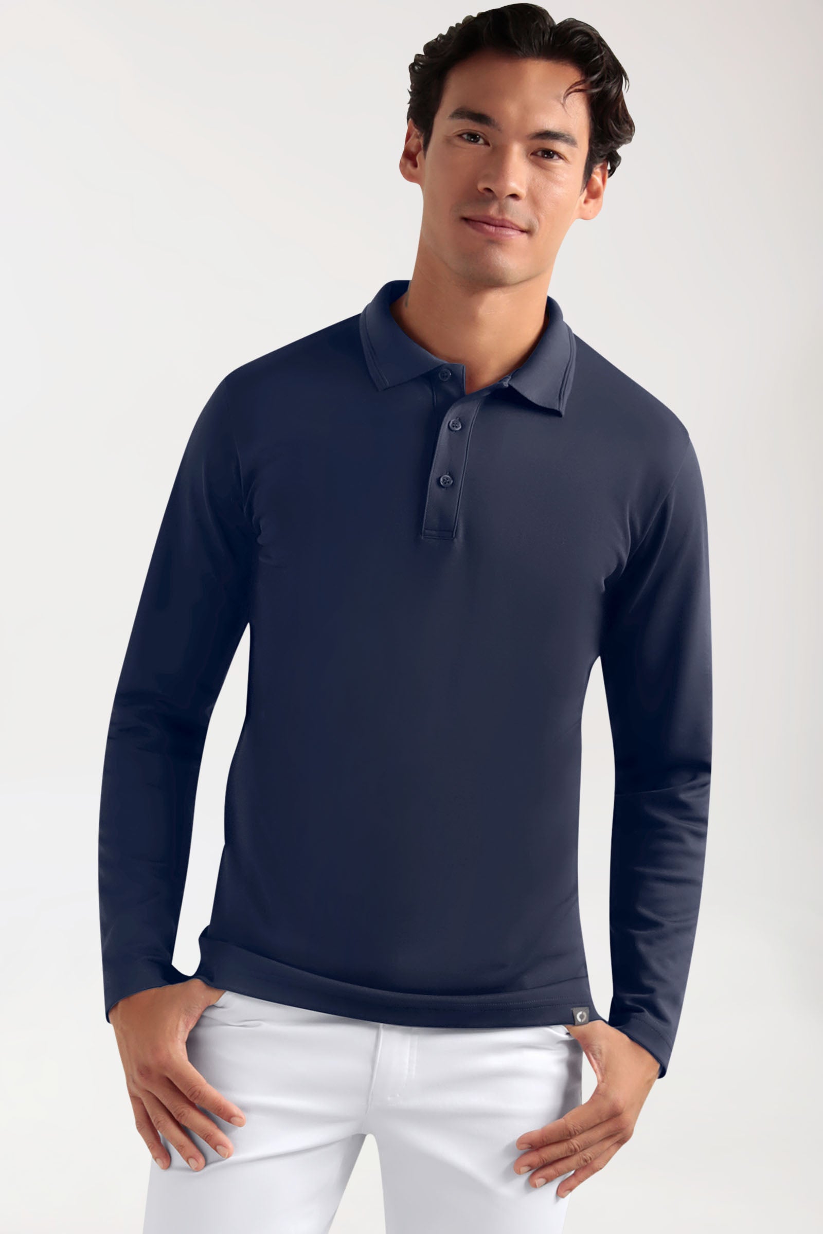 COMFY FLEX Stretch Longsleeve Herren - Polokragen navy