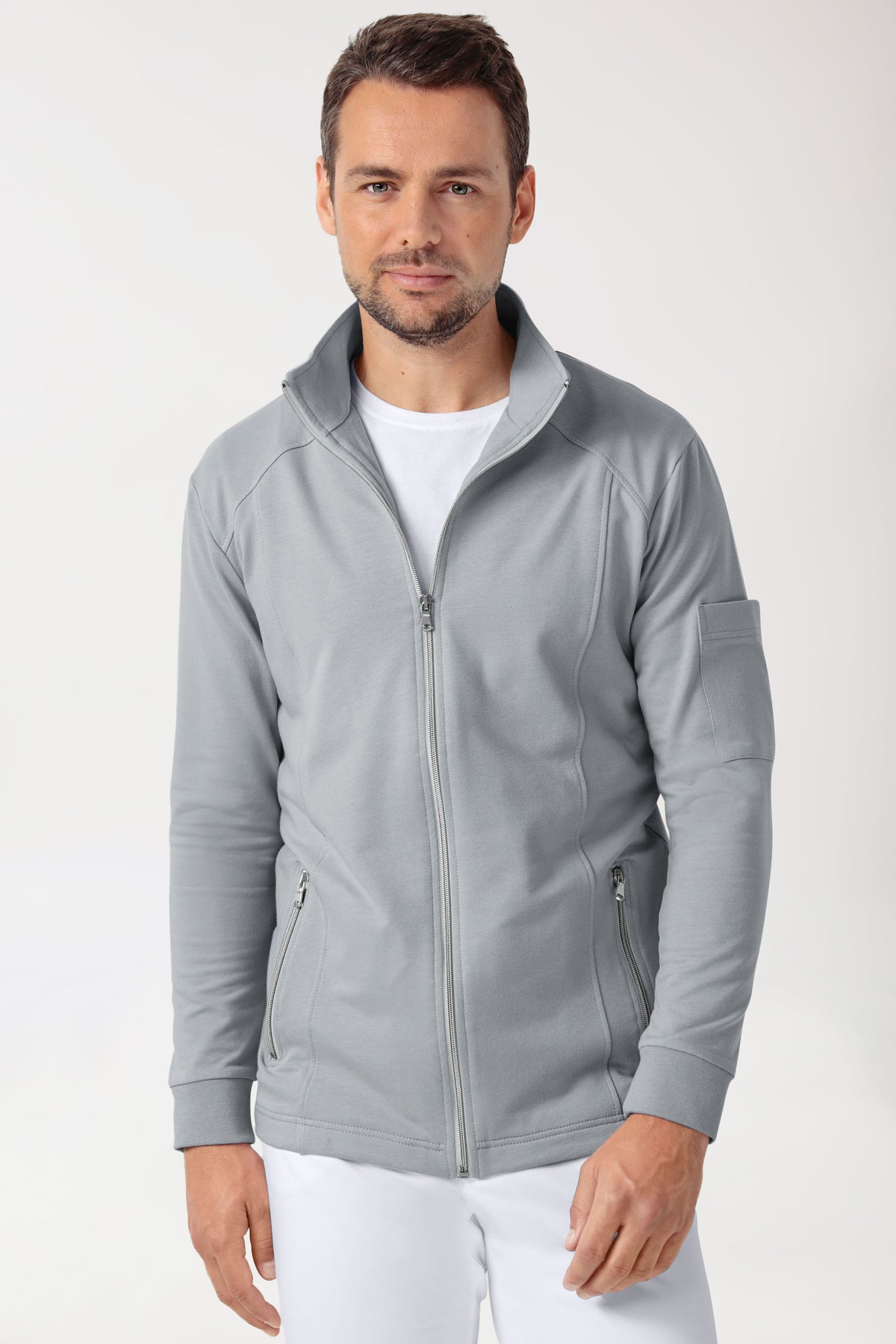 Sweatjacke Herren - Stehkragen grau